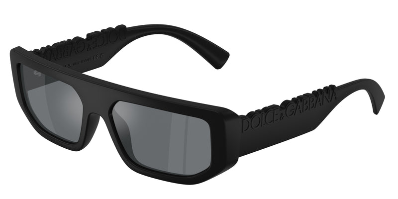 DOLCE & GABBANA DG6203 Rectangle Sunglasses 25256G-Matte Black 56-145-16 - Color Map Black