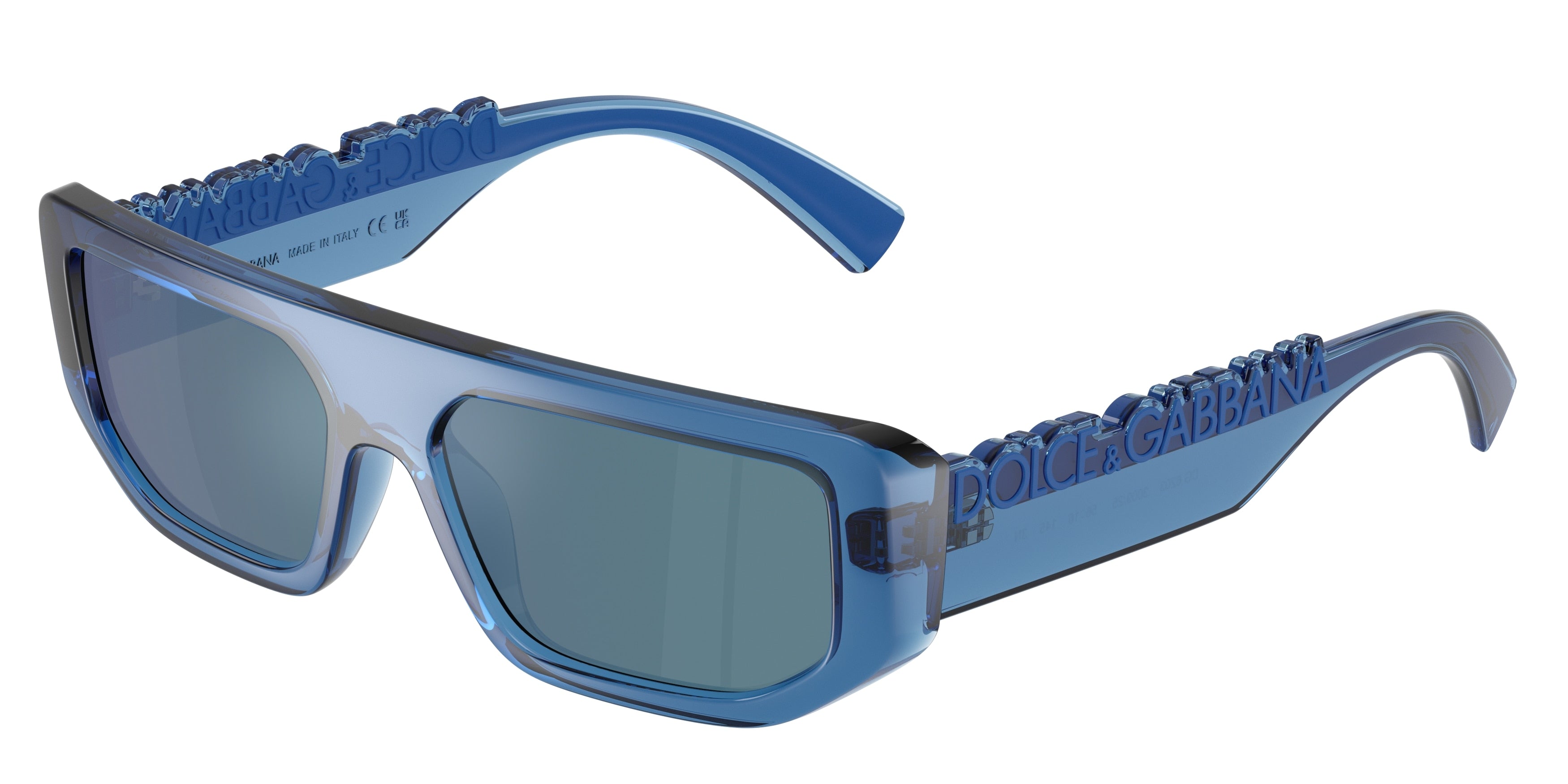 DOLCE & GABBANA DG6203 Rectangle Sunglasses 300925-Transparent Blue 56-145-16 - Color Map Blue