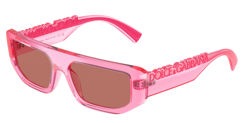 DOLCE & GABBANA DG6203 Rectangle Sunglasses 314875-Transparent Pink 56-145-16 - Color Map Pink