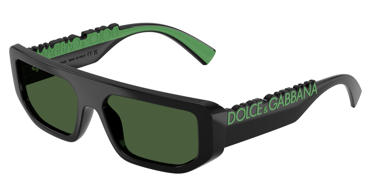 DOLCE & GABBANA DG6203 Rectangle Sunglasses 501/71-Black 56-145-16 - Color Map Black