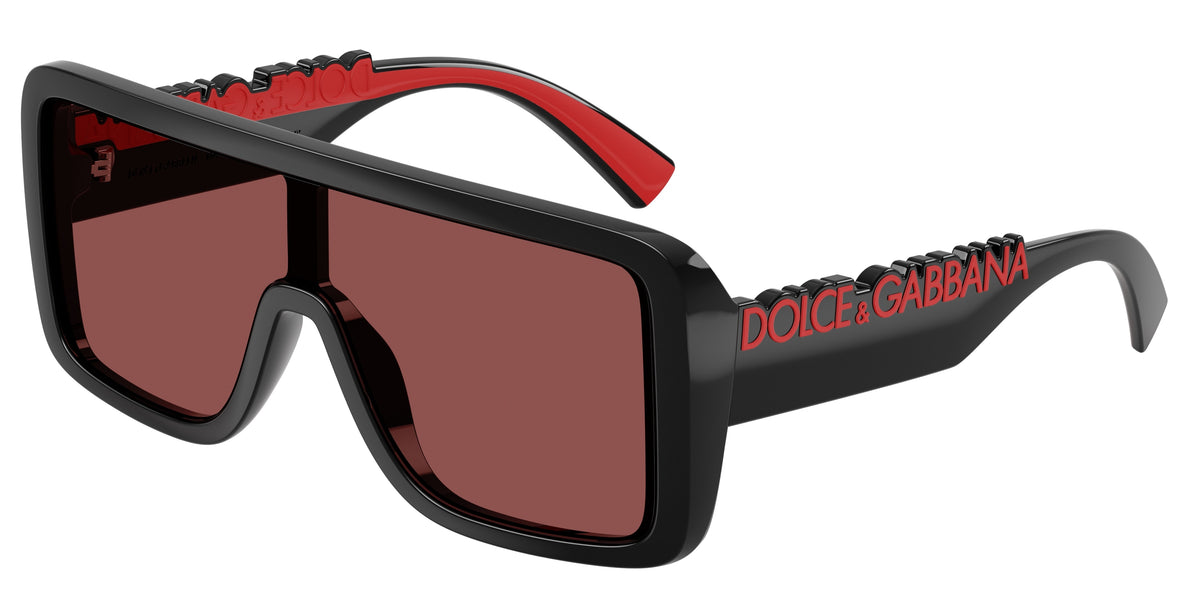DOLCE & GABBANA DG6204 Rectangle Sunglasses 501/75-Black 0-145-134 - Color Map Black