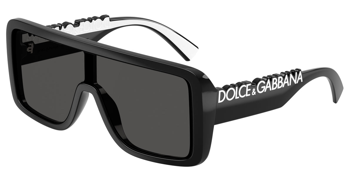 DOLCE & GABBANA DG6204 Rectangle Sunglasses 501/87-Black 0-145-134 - Color Map Black