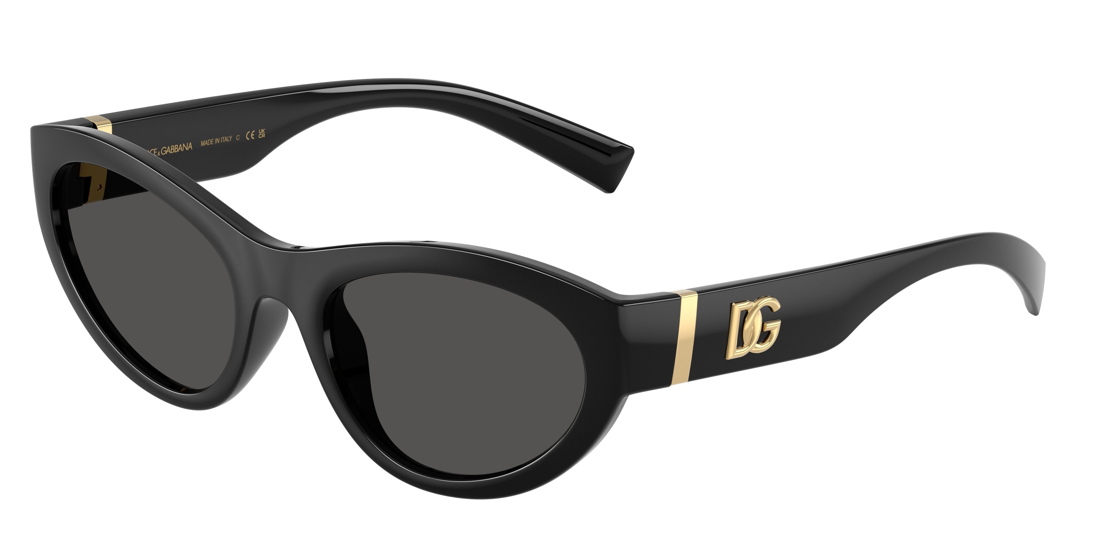 DOLCE & GABBANA DG6207 Cat Eye Sunglasses 501/87-Black 54-145-20 - Color Map Black