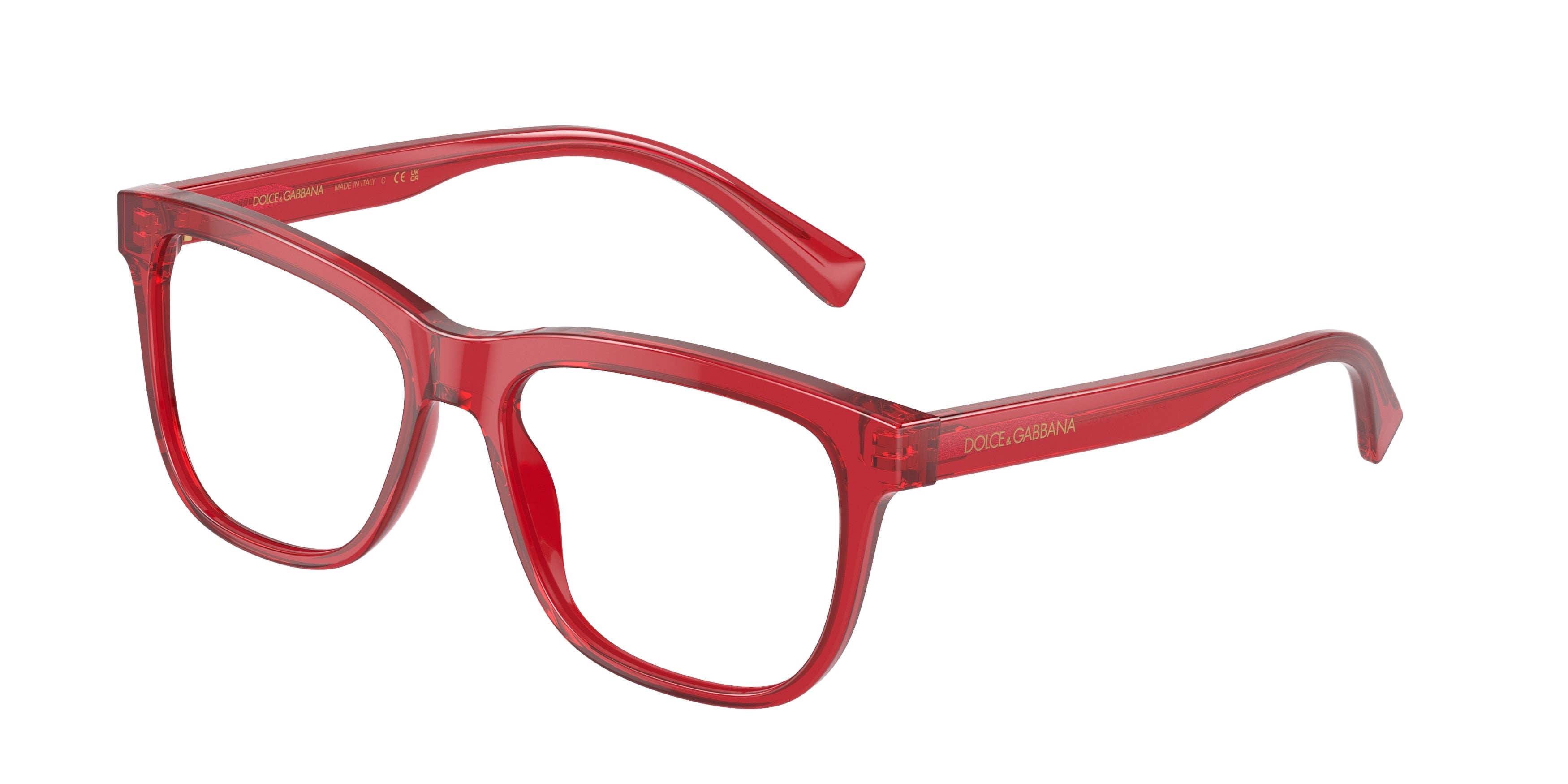 Dolce & Gabbana Kids DX3356 Rectangle Eyeglasses  3409-Transparent Red 49-130-15 - Color Map Red