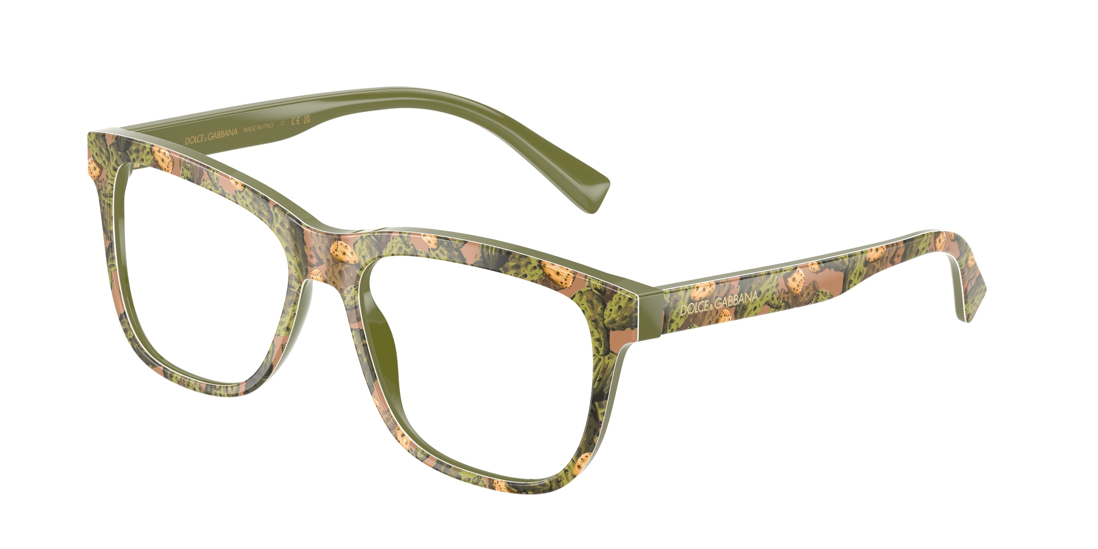 Dolce & Gabbana Kids DX3356 Rectangle Eyeglasses 3488-Print Green Figs 49-130-15 - Color Map Multicolor