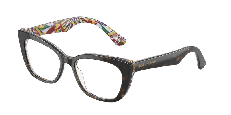 Dolce & Gabbana Kids DX3357 Cat Eye Eyeglasses 3217-Havana On White Barrow 49-130-15 - Color Map Tortoise