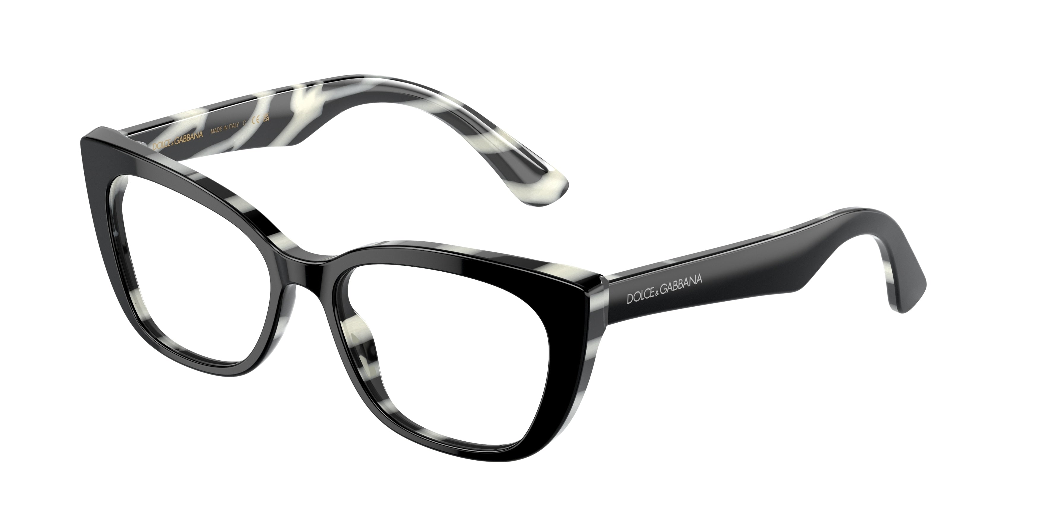 Dolce & Gabbana Kids DX3357 Cat Eye Eyeglasses  3372-Black On Zebra 49-130-15 - Color Map Black
