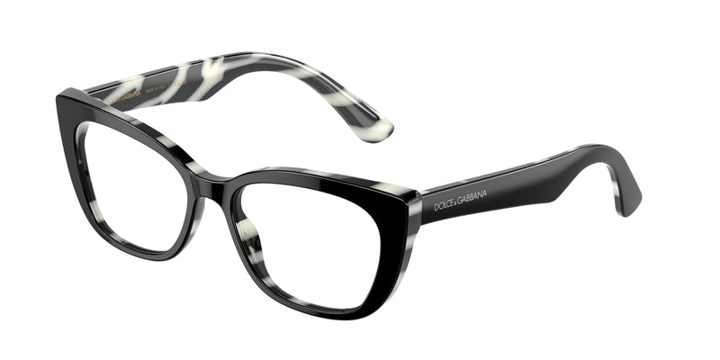 Dolce & Gabbana Kids DX3357 Cat Eye Eyeglasses 3372-Black On Zebra 49-130-15 - Color Map Black