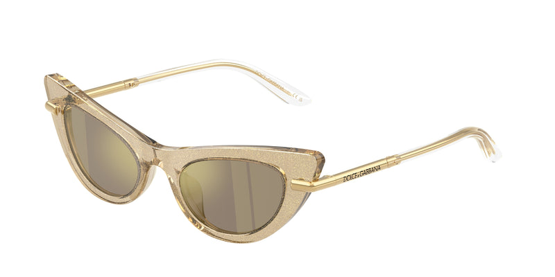 Dolce & Gabbana Kids DX4008 Cat Eye Sunglasses 31035A-Glitter Gold 44-130-18 - Color Map Gold