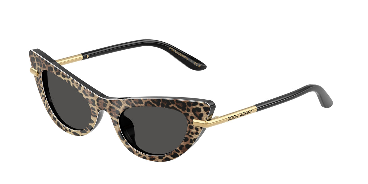Dolce & Gabbana Kids DX4008 Cat Eye Sunglasses 316397-Leo Brown On Black 44-130-18 - Color Map Brown