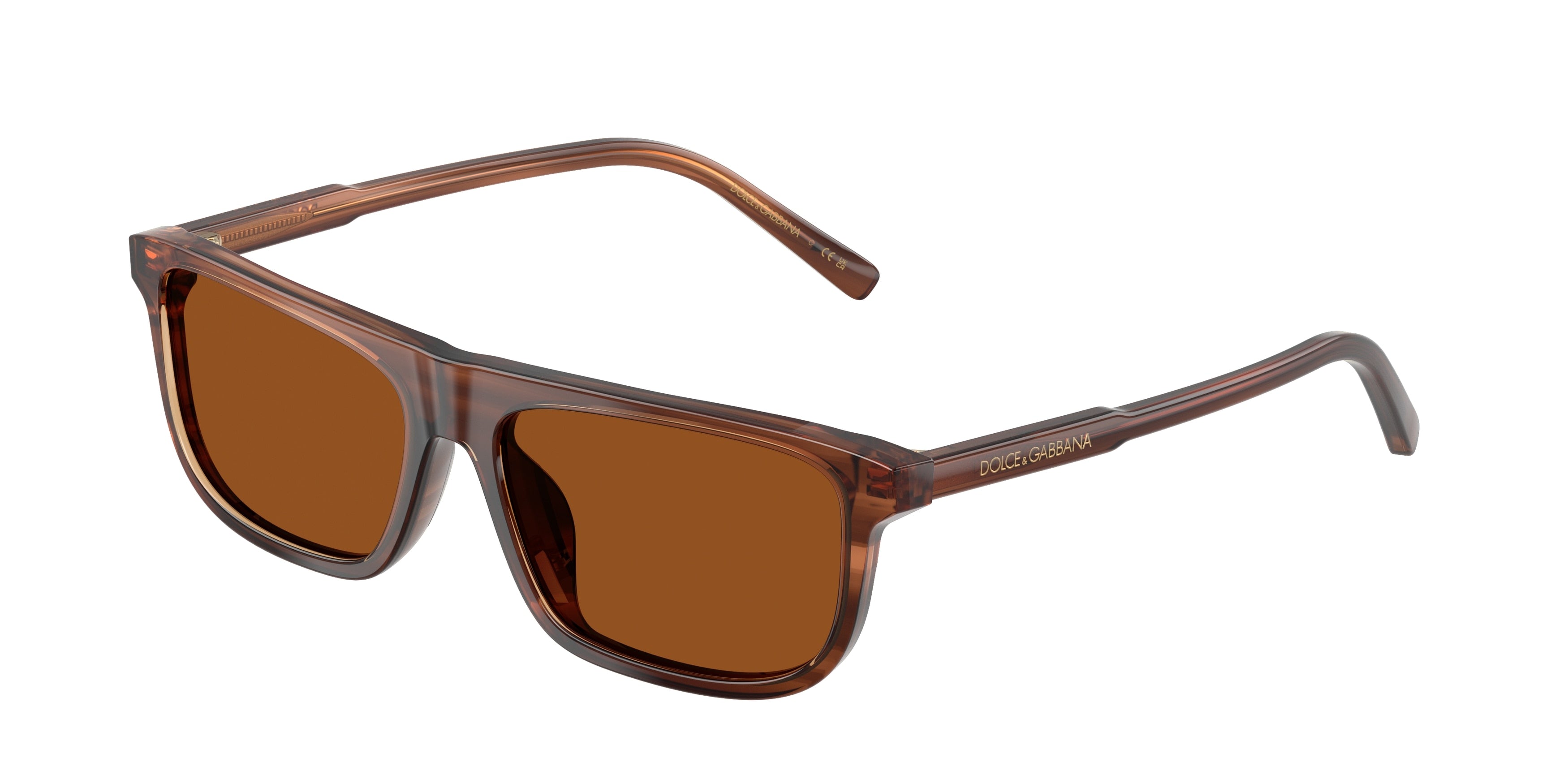 Dolce & Gabbana Kids DX4009 Rectangle Sunglasses 348173-Transparent Brown/Striped Brown 51-130-14 - Color Map Brown