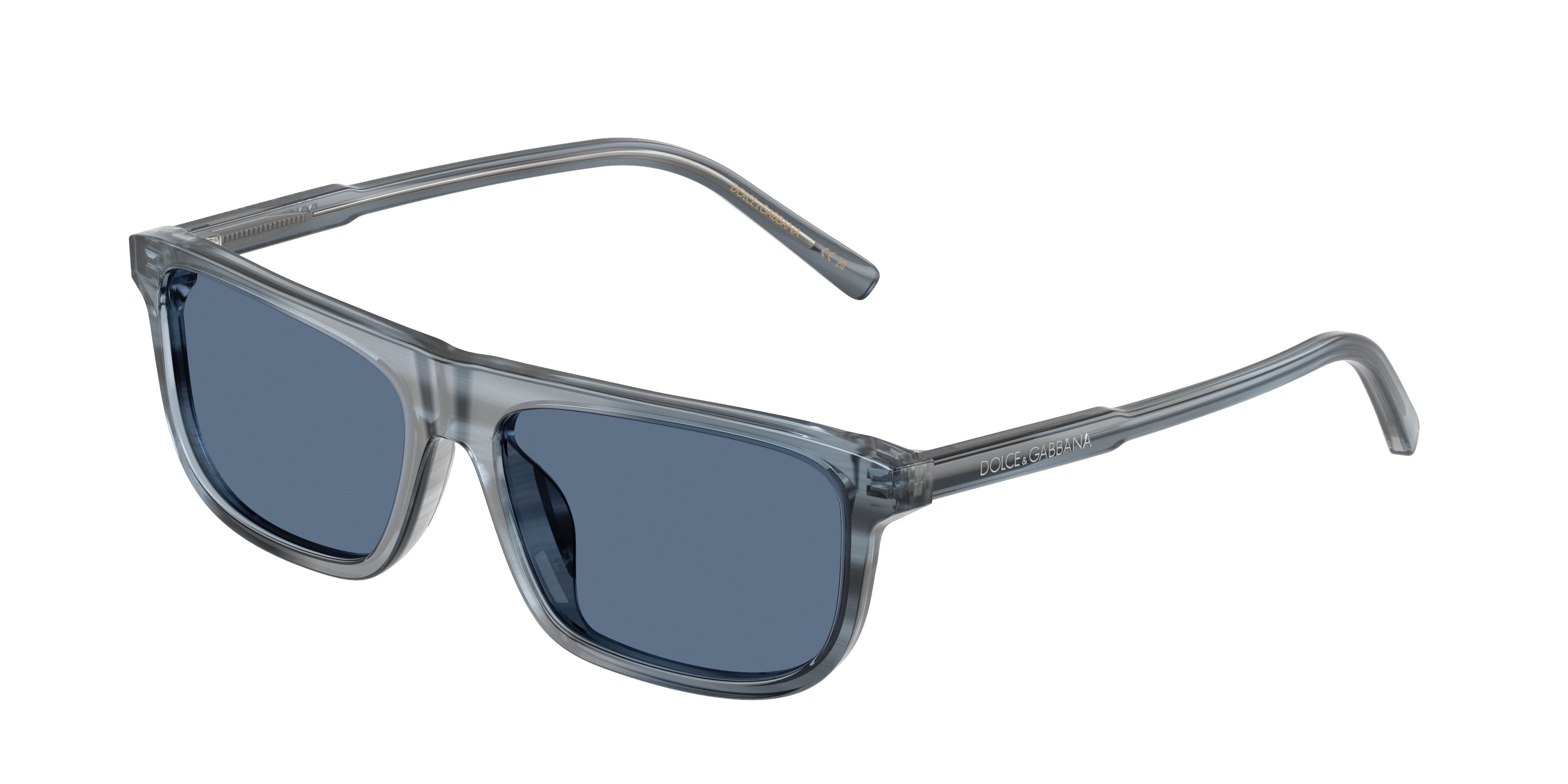 Dolce & Gabbana Kids DX4009 Rectangle Sunglasses 348280-Transparent Blue/Striped Blue 51-130-14 - Color Map Blue