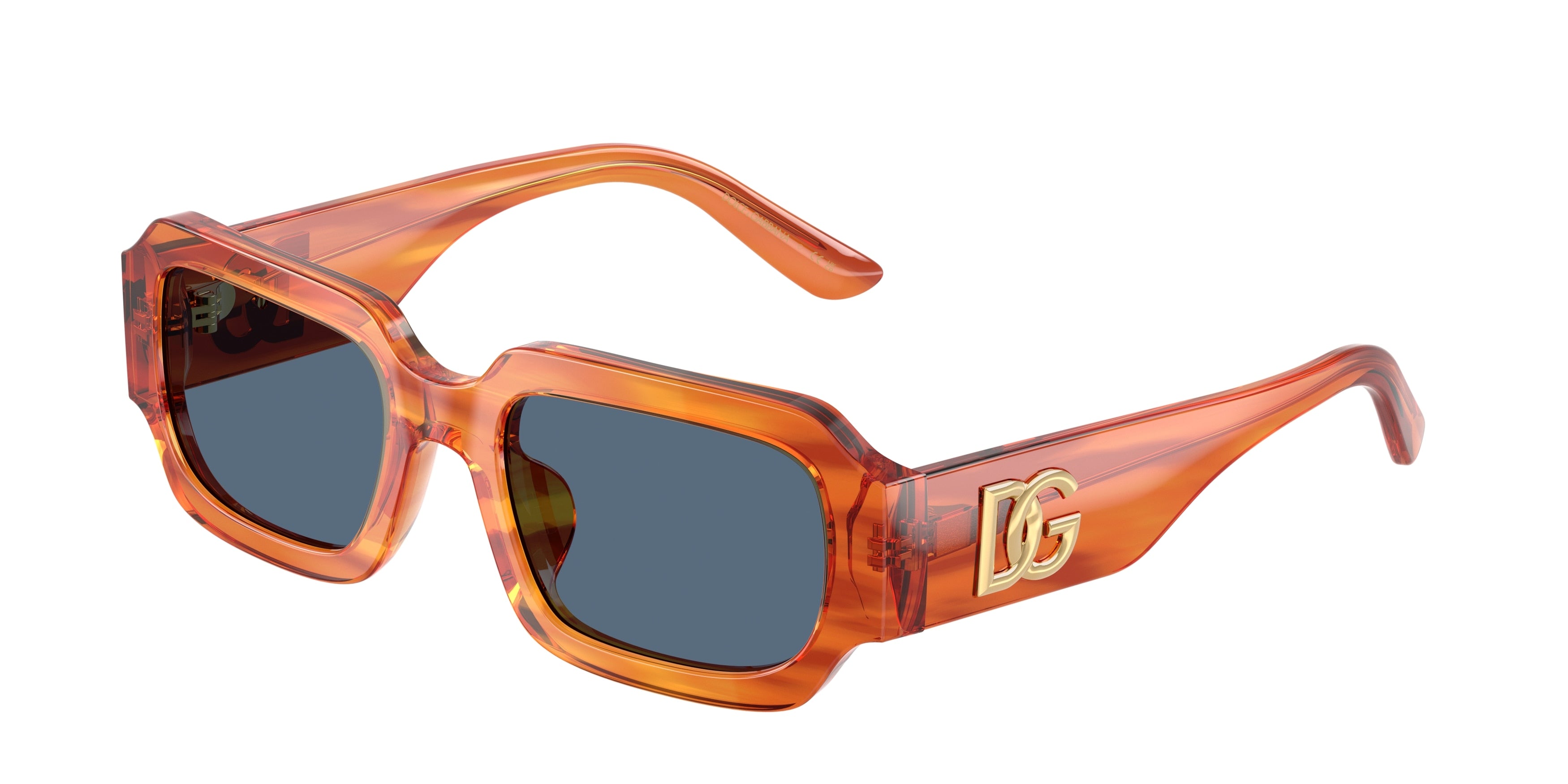Dolce & Gabbana Kids DX4011 Square Sunglasses 348380-Transparent Camel/Striped Ginger 48-130-18 - Color Map Brown