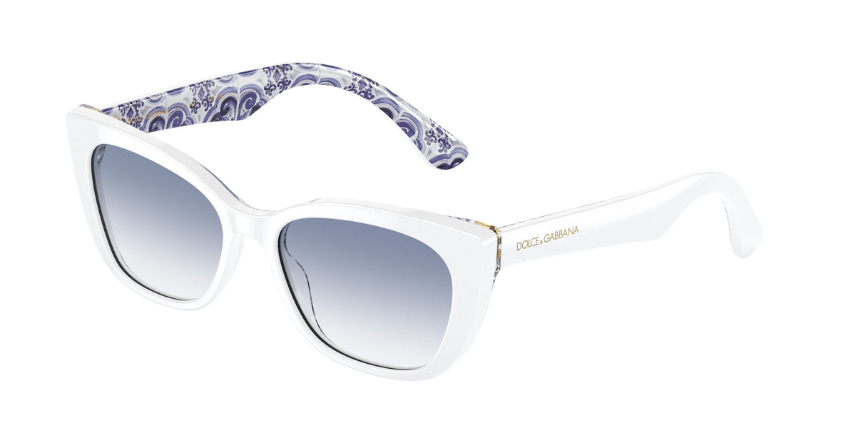 Dolce & Gabbana Kids DX4427 Cat Eye Sunglasses 337119-White On Blue Maiolica 49-130-15 - Color Map White