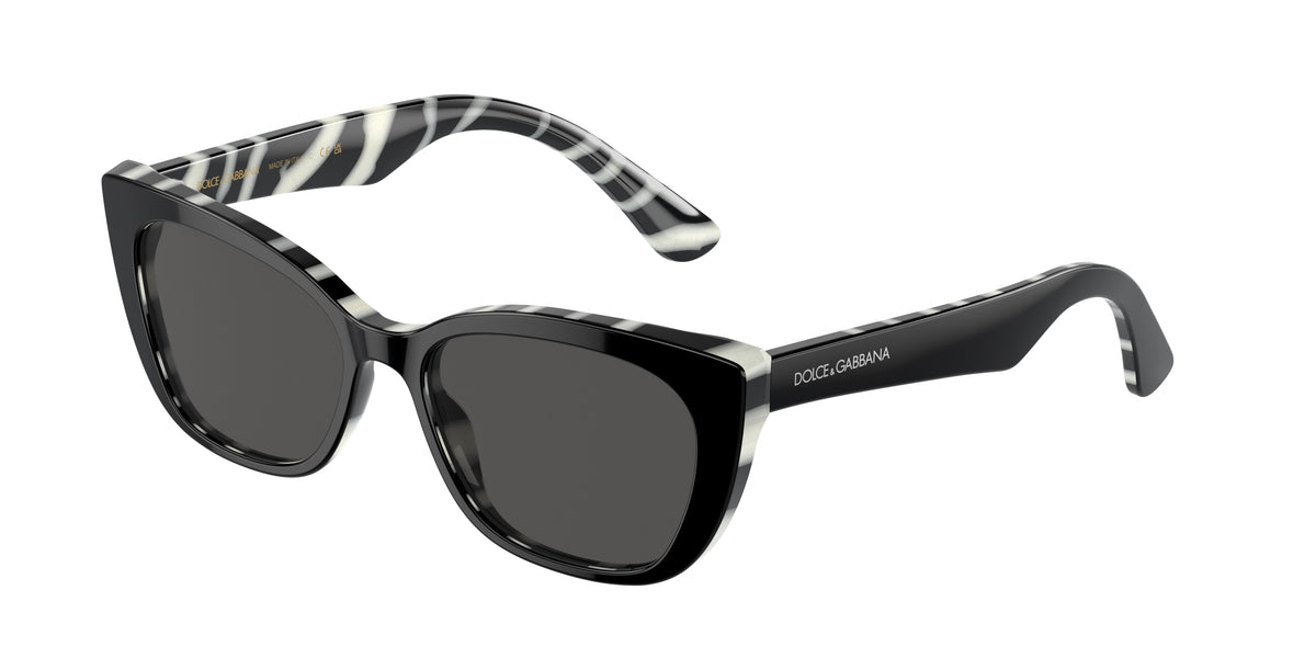 Dolce & Gabbana Kids DX4427 Cat Eye Sunglasses 337287-Black On Zebra 49-130-15 - Color Map Black