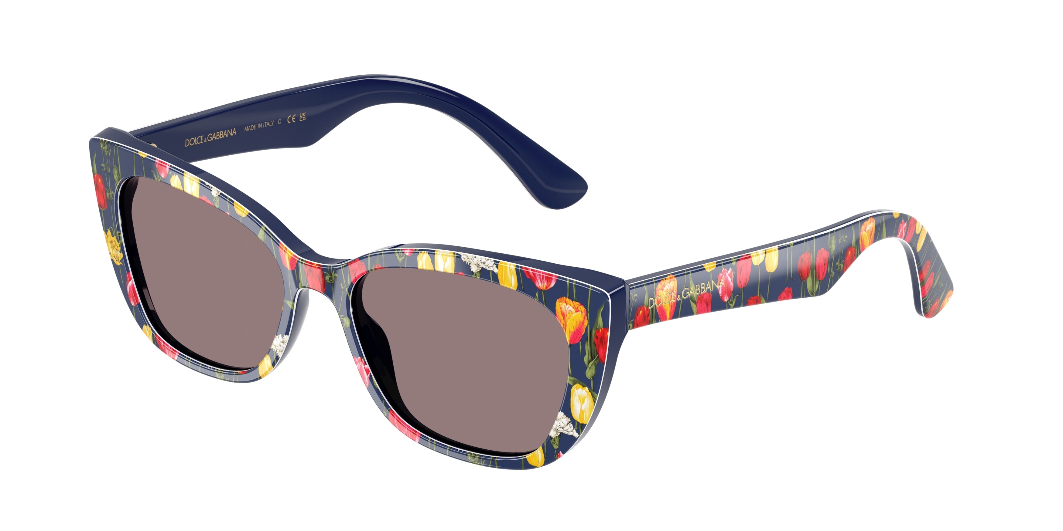 Dolce & Gabbana Kids DX4427 Cat Eye Sunglasses  34357N-Tulips 49-130-15 - Color Map Blue