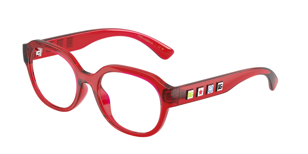 Dolce & Gabbana Kids DX5004U Round Eyeglasses 3409-Transparent Red 48-130-17 - Color Map Red