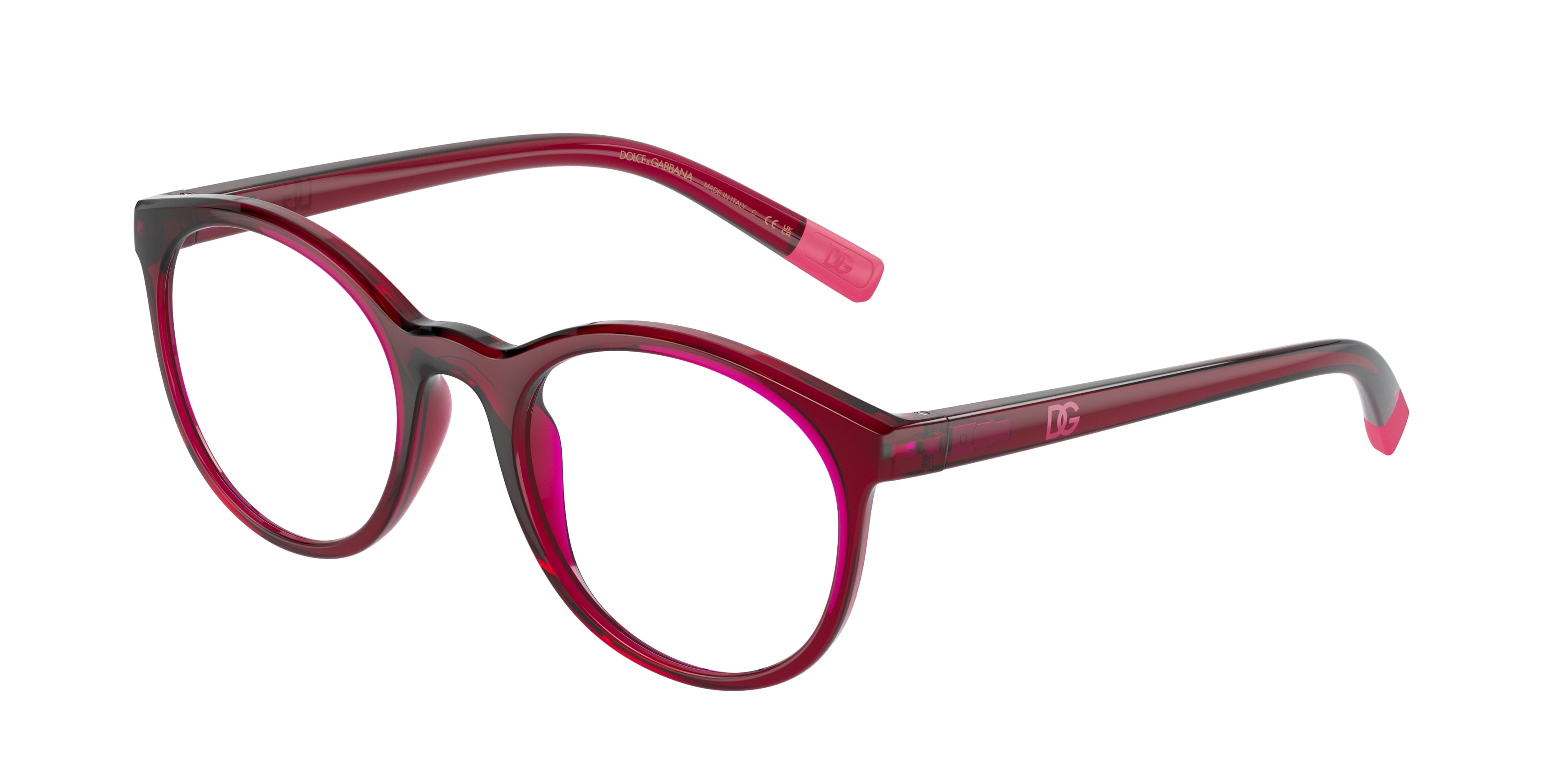 Dolce & Gabbana Kids DX5095 Phantos Eyeglasses  1551-Opal Cherry 46-130-19 - Color Map Red
