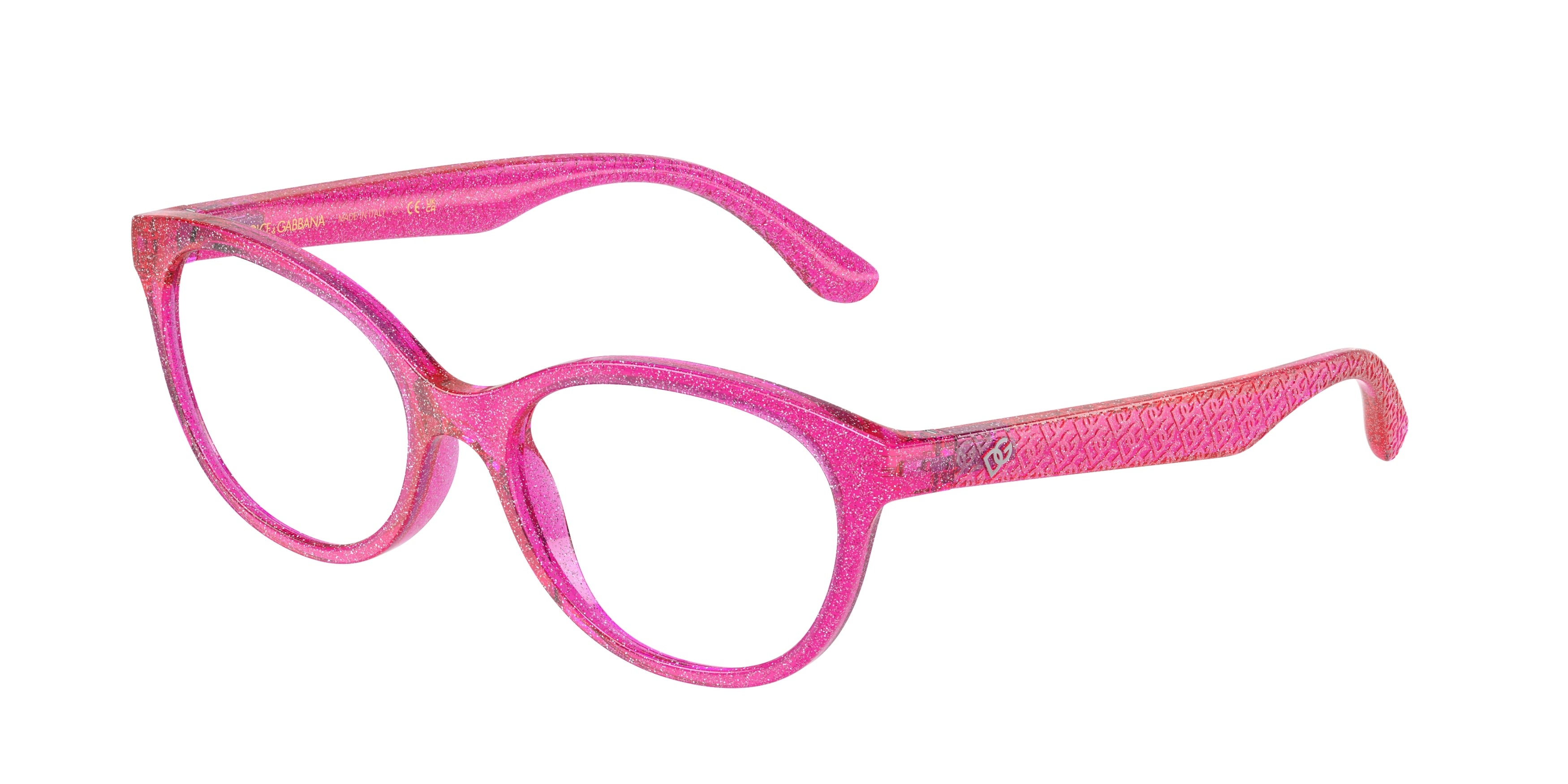 Dolce & Gabbana Kids DX5096 Butterfly Eyeglasses  3351-Pink Glitter 49-130-16 - Color Map Pink