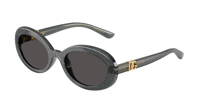 Dolce & Gabbana Kids DX6007U Oval Sunglasses 324187-Glitter Black 49-130-19 - Color Map Black