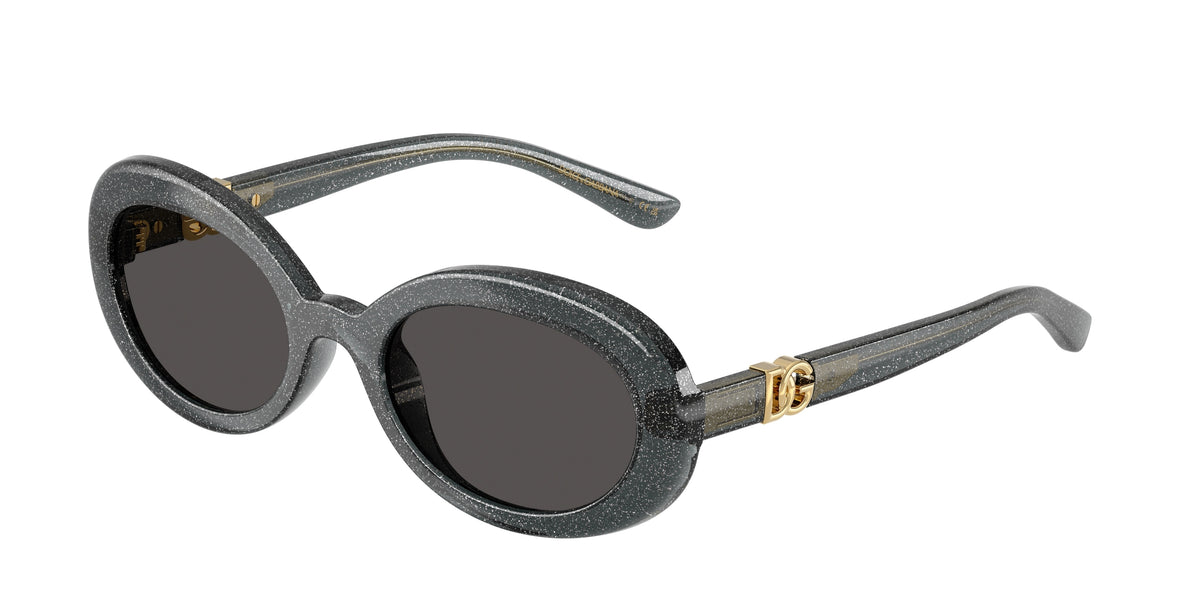 Dolce & Gabbana Kids DX6007U Oval Sunglasses 324187-Glitter Black 49-130-19 - Color Map Black