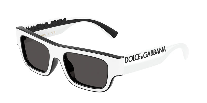 Dolce & Gabbana Kids DX6011 Rectangle Sunglasses 346587-White/Black 47-130-17 - Color Map Black