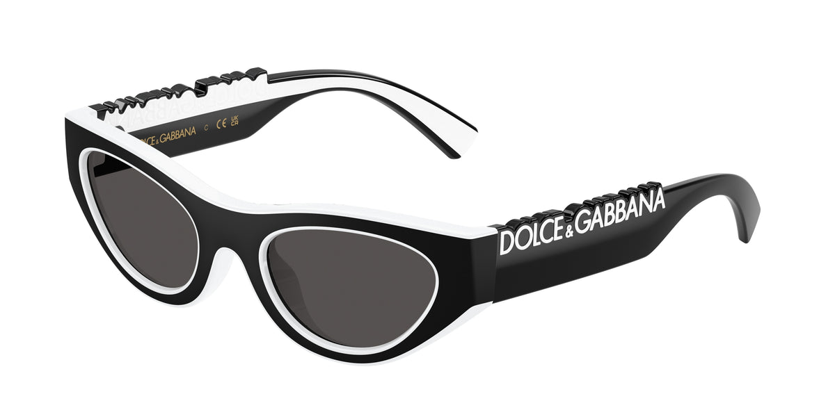 Dolce & Gabbana Kids DX6012 Cat Eye Sunglasses 345787-Black/White 47-130-19 - Color Map Black