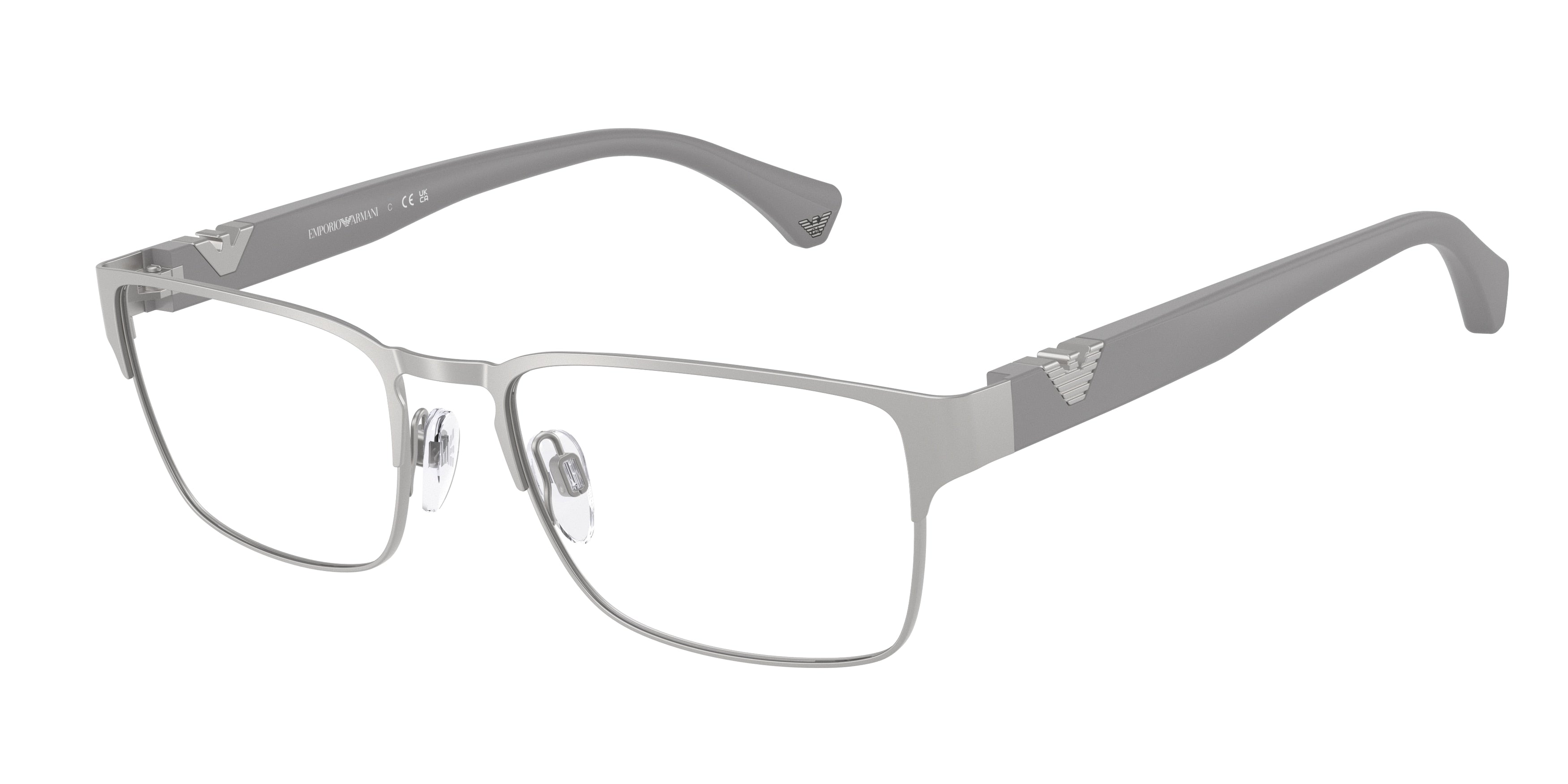 Emporio Armani EA1027 Square Eyeglasses 3036-Matte Silver 57-140-18 - Color Map Silver