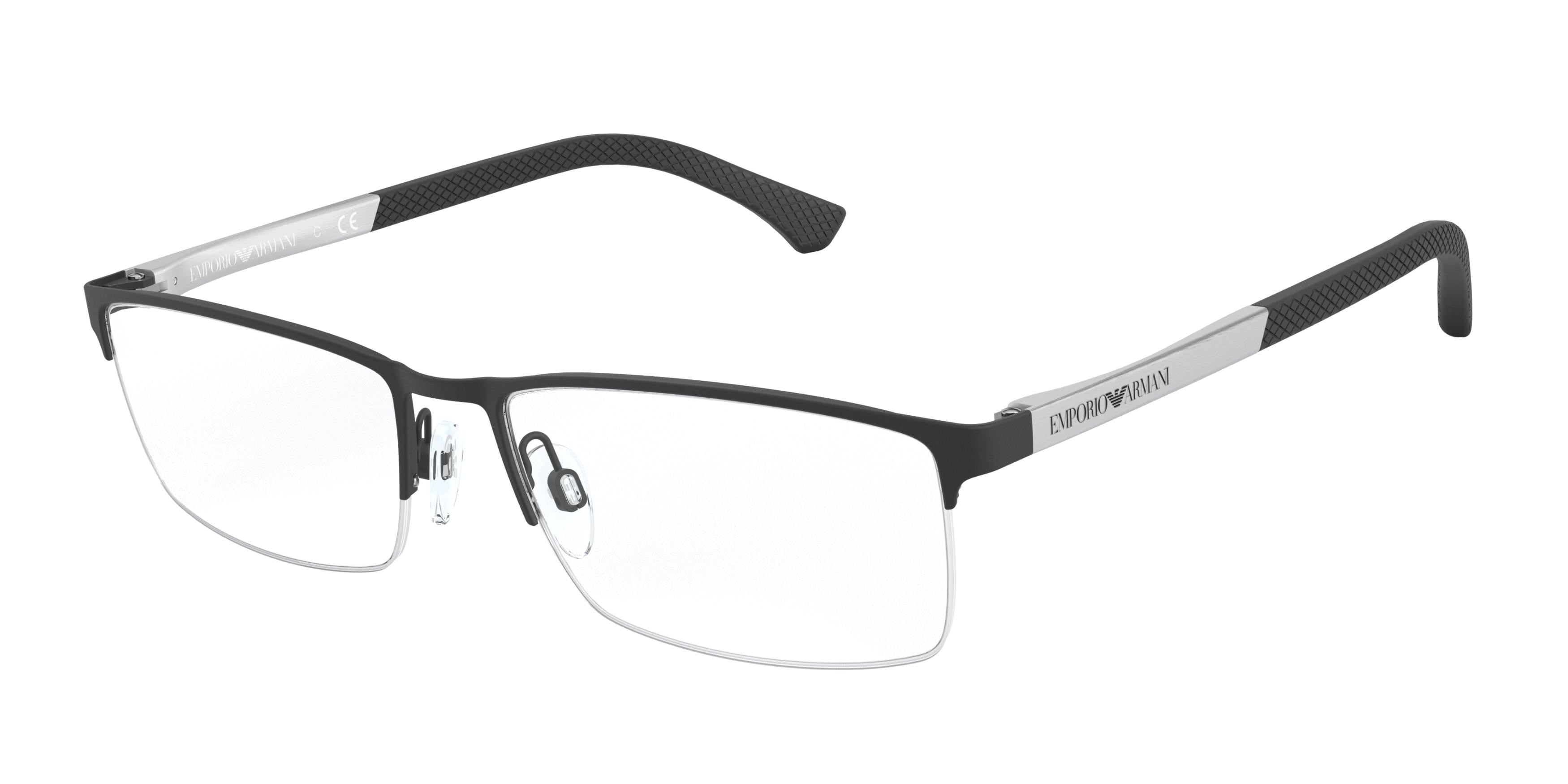 Emporio Armani EA1041 Rectangle Eyeglasses 3094-Rubber Black 57-140-17 - Color Map Black