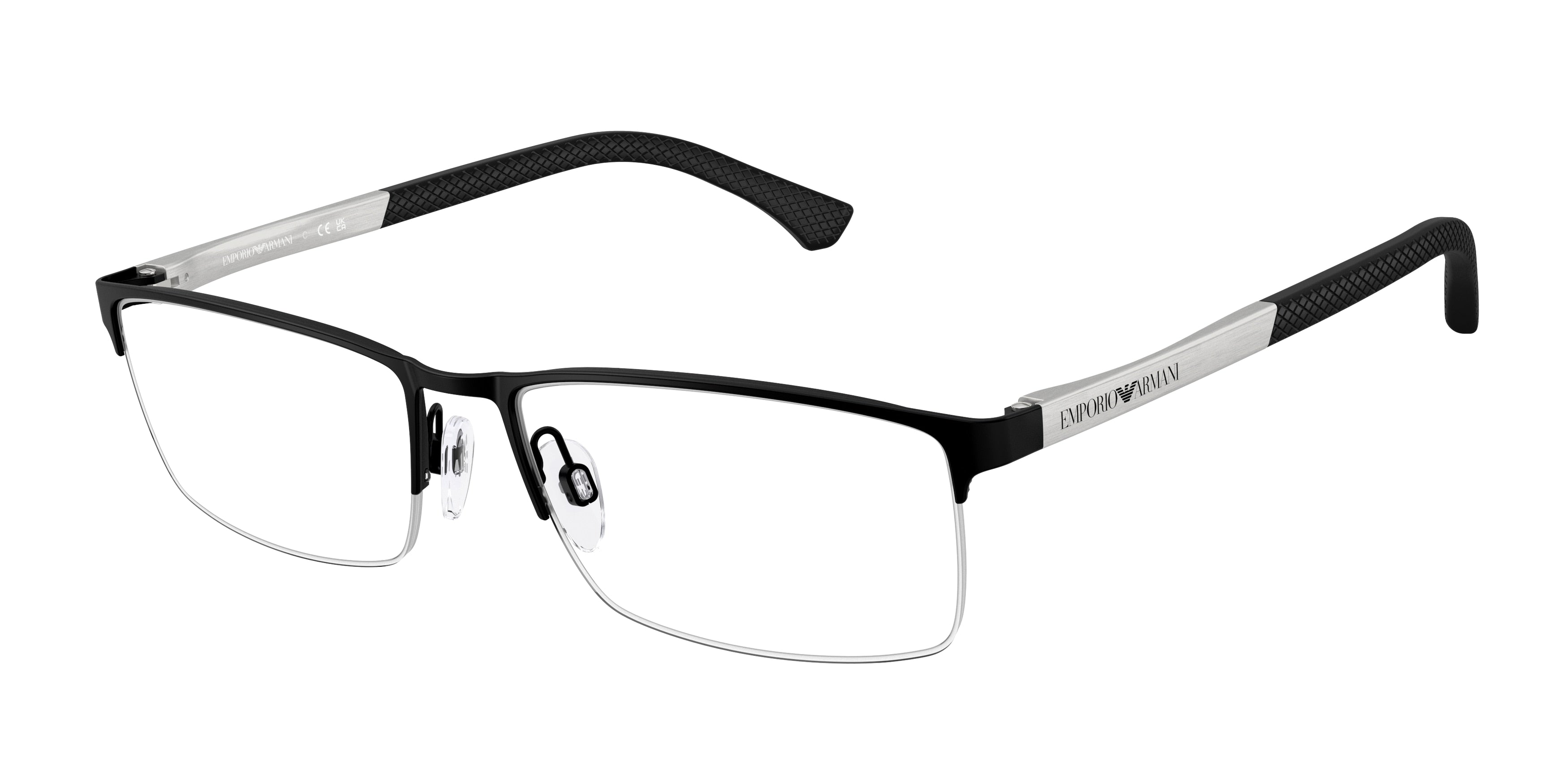 Emporio Armani EA1041 Rectangle Eyeglasses 3094-Rubber Black 57-140-17 - Color Map Black