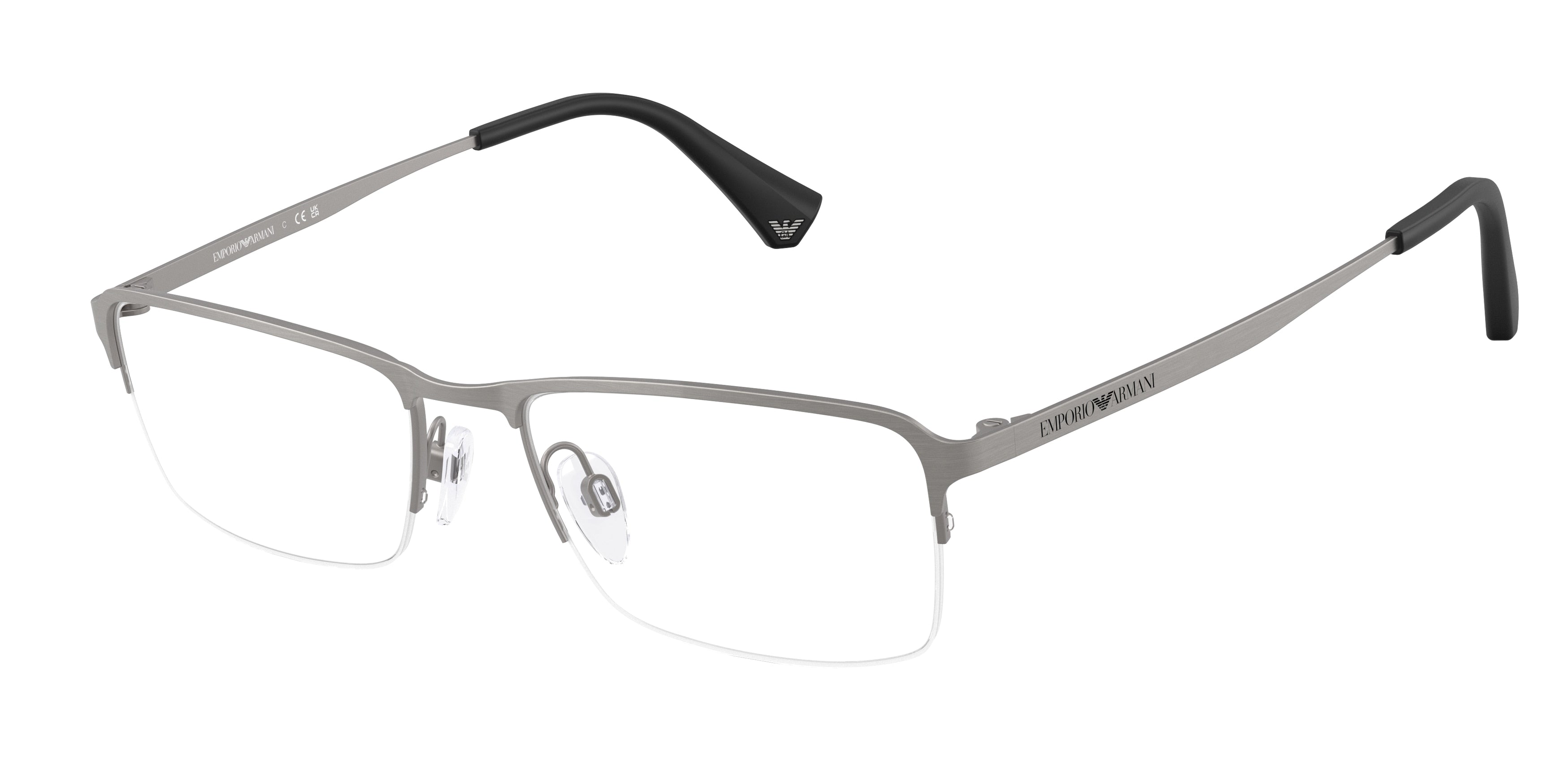 Emporio Armani EA1044TD Rectangle Eyeglasses 3032-Brushed Gunmetal 55-145-18 - Color Map Grey