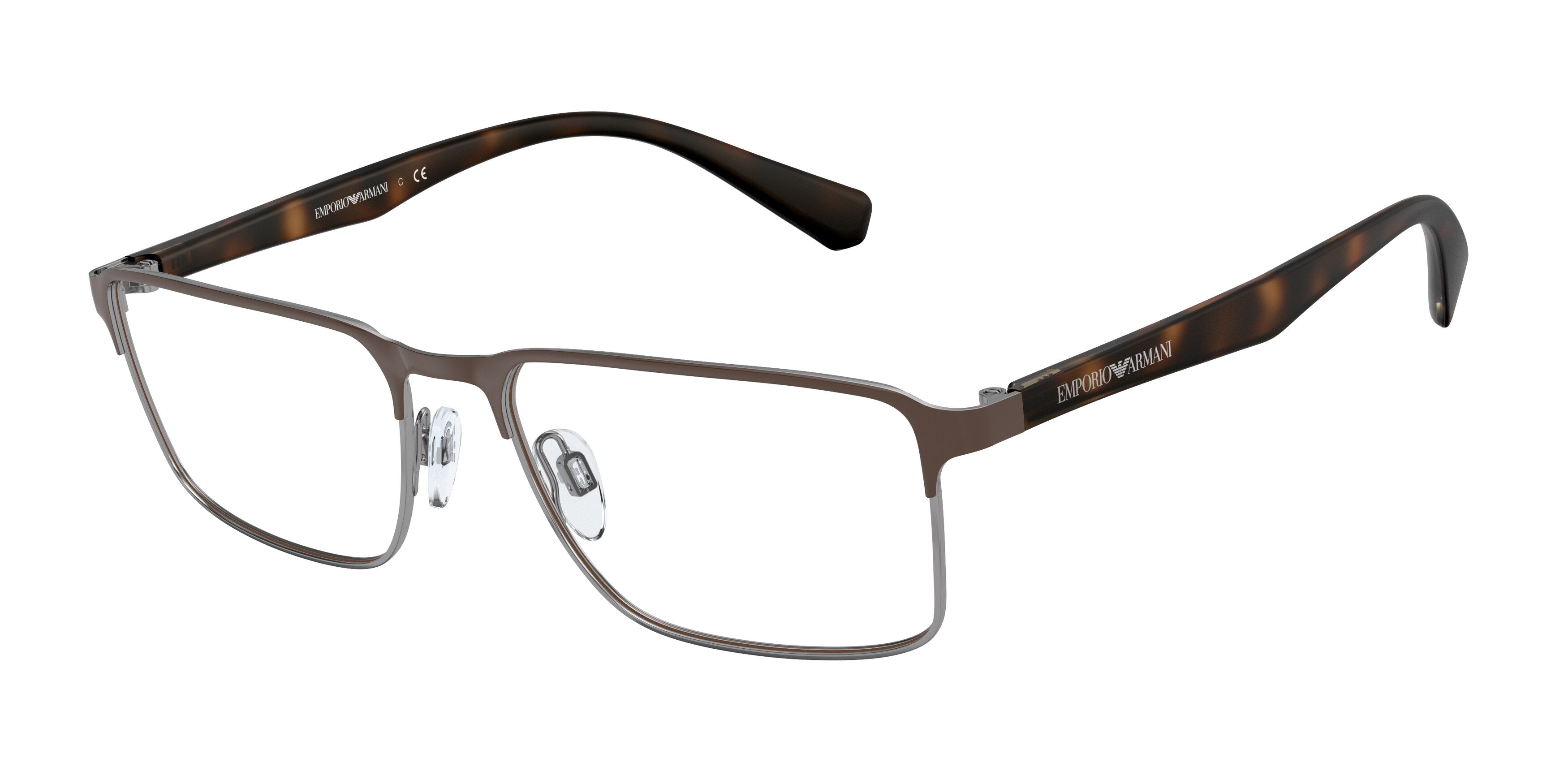 Emporio Armani EA1046 Rectangle Eyeglasses 3179-Matte Brown/Gunmetal 53-140-17 - Color Map Brown