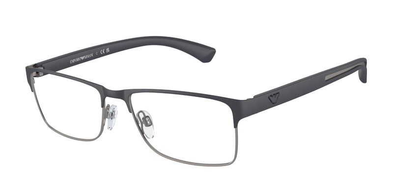 Emporio Armani EA1052 Rectangle Eyeglasses 3155-Rubber Blue & Gunmetal 55-140-17 - Color Map Blue