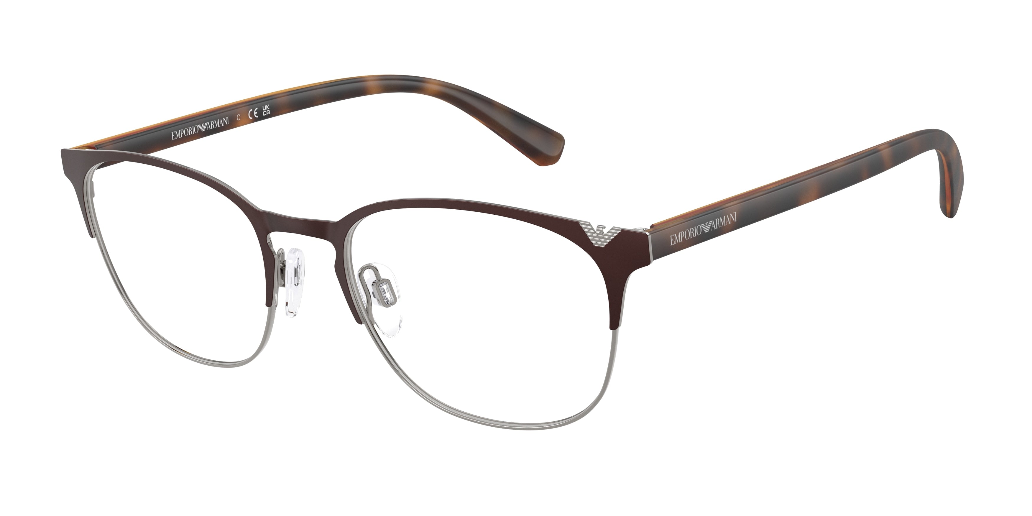 Emporio Armani EA1059 Oval Eyeglasses 3179-Matte Brown & Gunmetal 53-145-19 - Color Map Brown