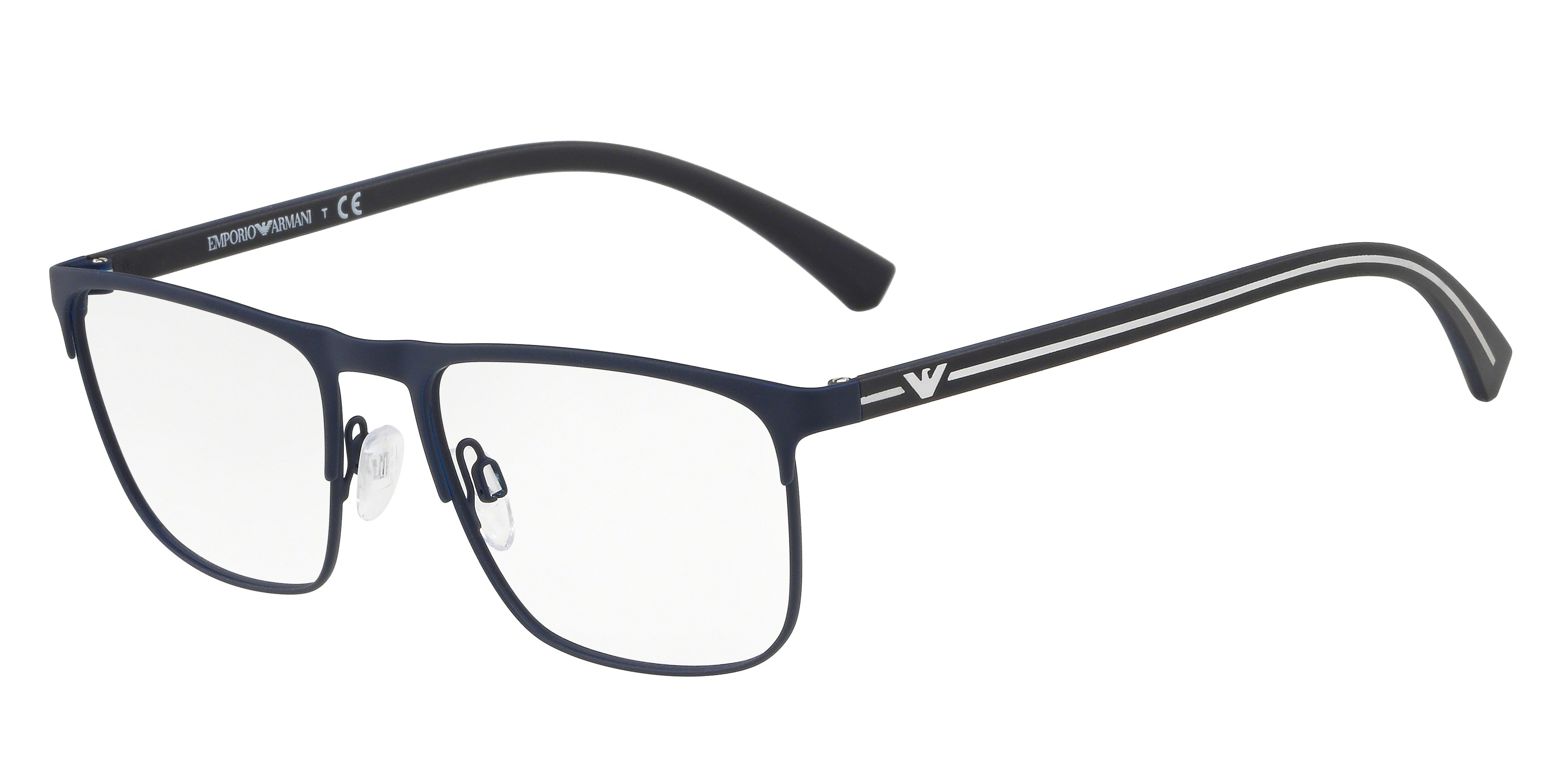 Emporio Armani EA1079 Rectangle Eyeglasses 3092-Rubber Blue 55-140-18 - Color Map Blue