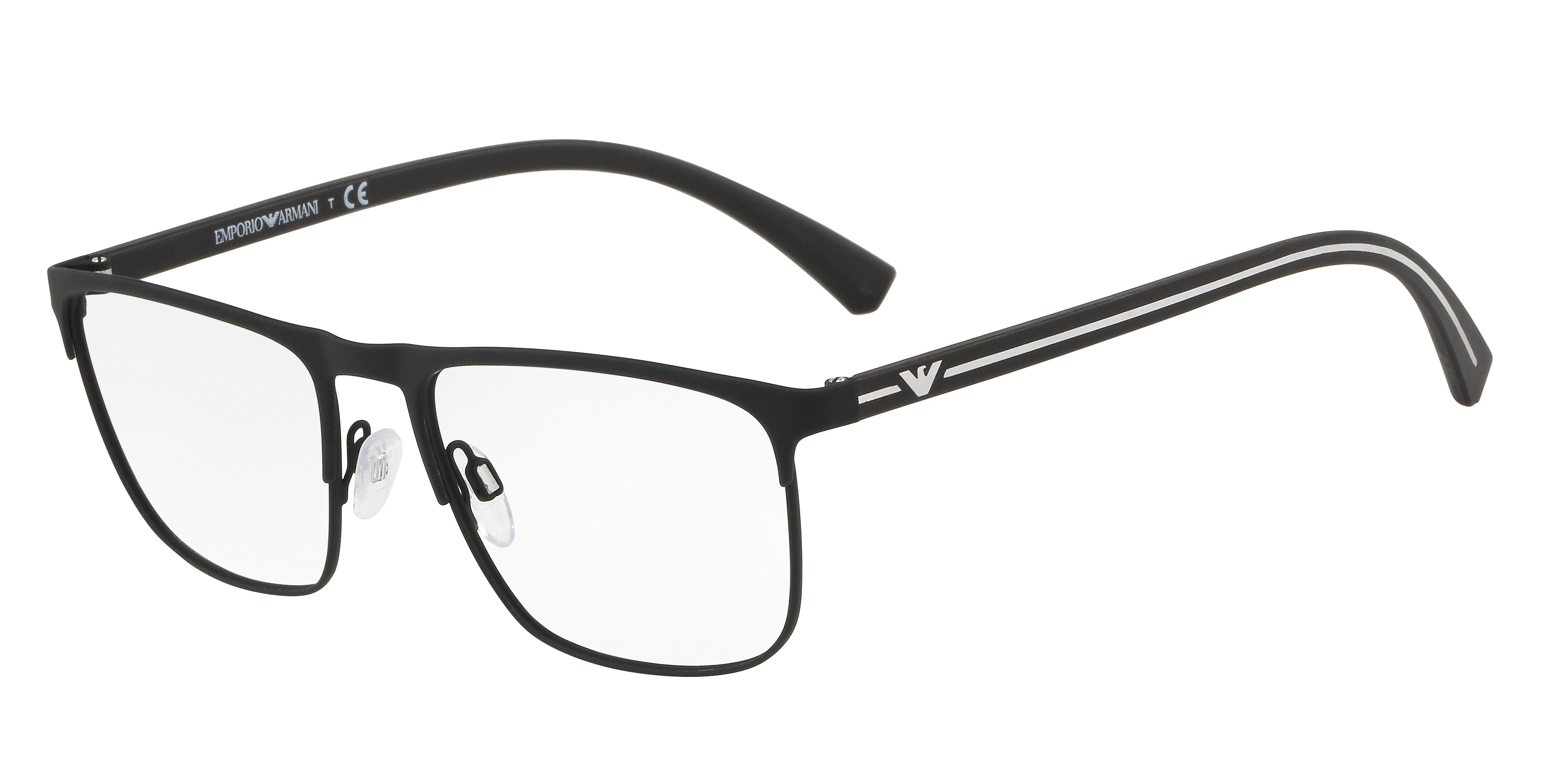 Emporio Armani EA1079 Rectangle Eyeglasses 3094-Rubber Black 55-140-18 - Color Map Black