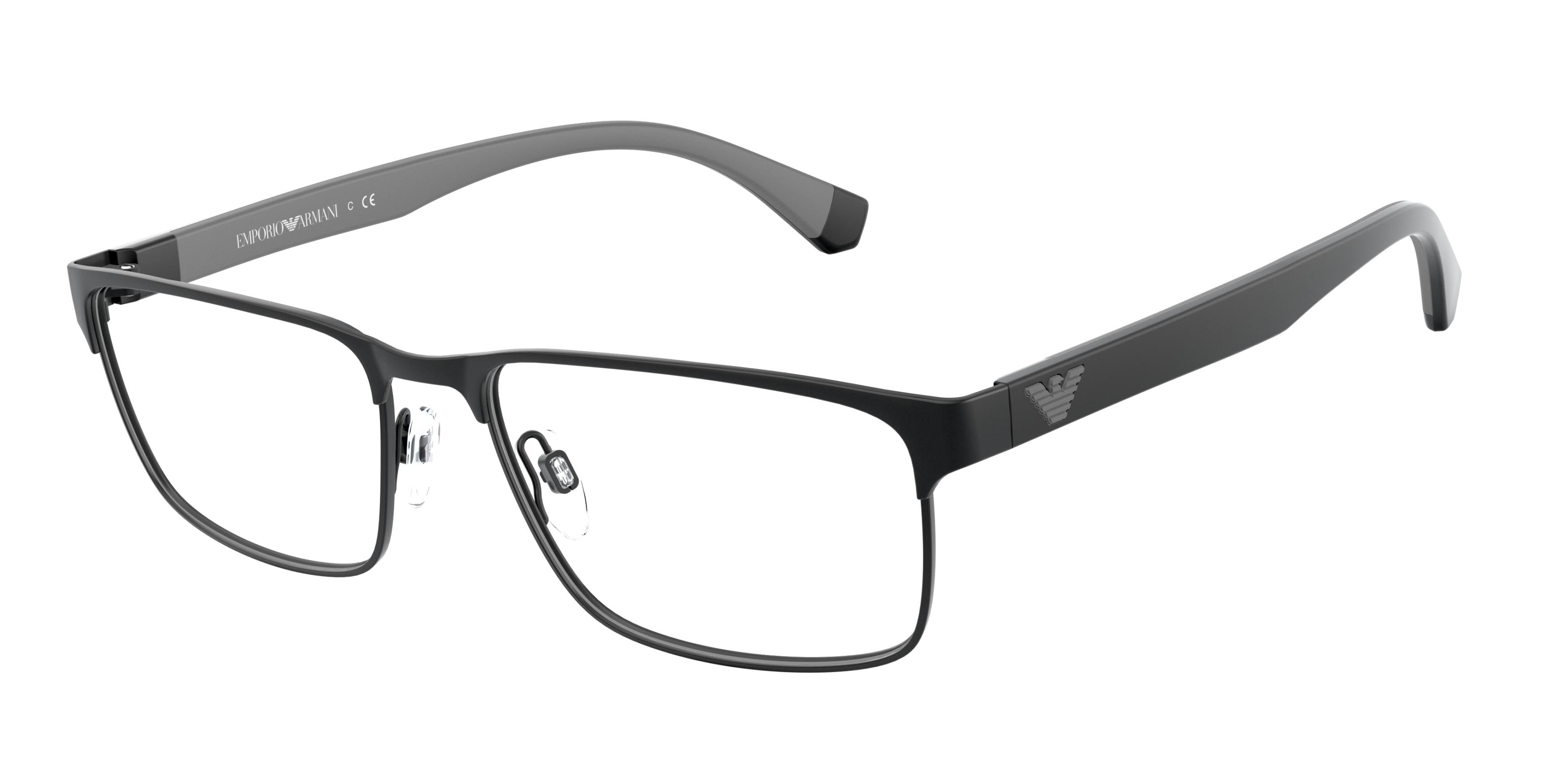Emporio Armani EA1105 Rectangle Eyeglasses 3014-Matte Black 56-145-17 - Color Map Black