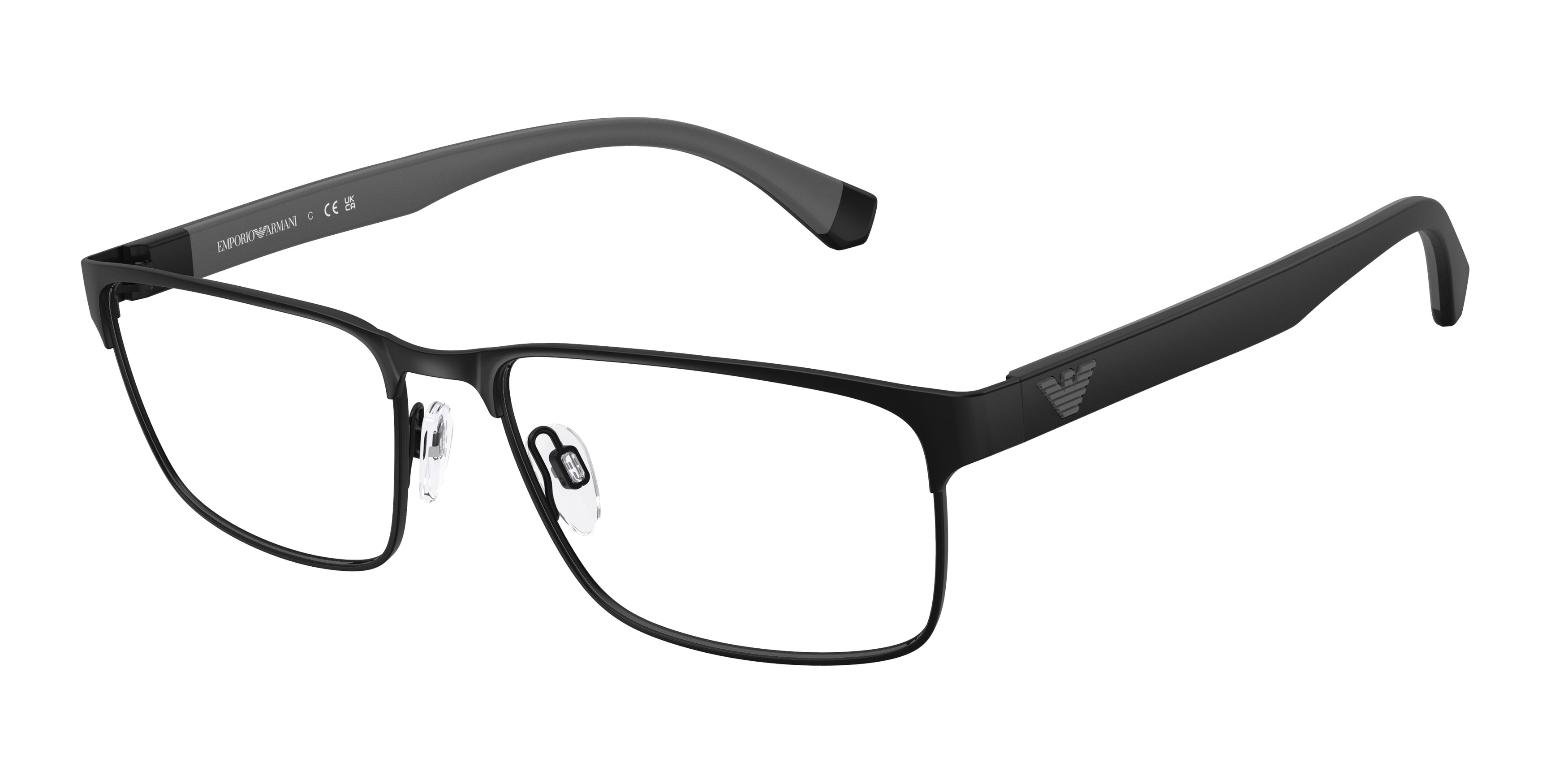 Emporio Armani EA1105 Rectangle Eyeglasses 3014-Matte Black 58-145-17 - Color Map Black