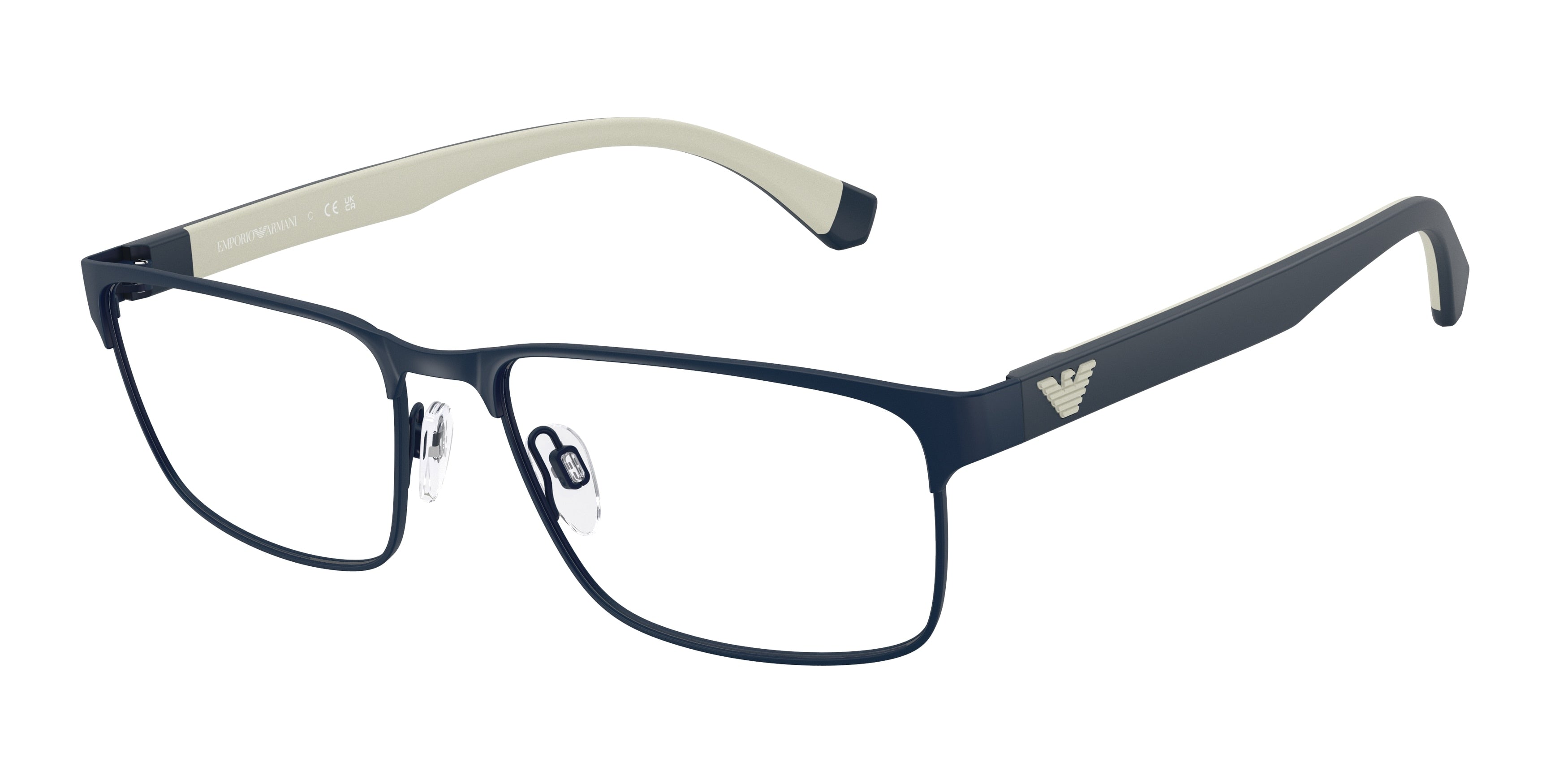 Emporio Armani EA1105 Rectangle Eyeglasses 3018-Matte Blue 58-145-17 - Color Map Blue