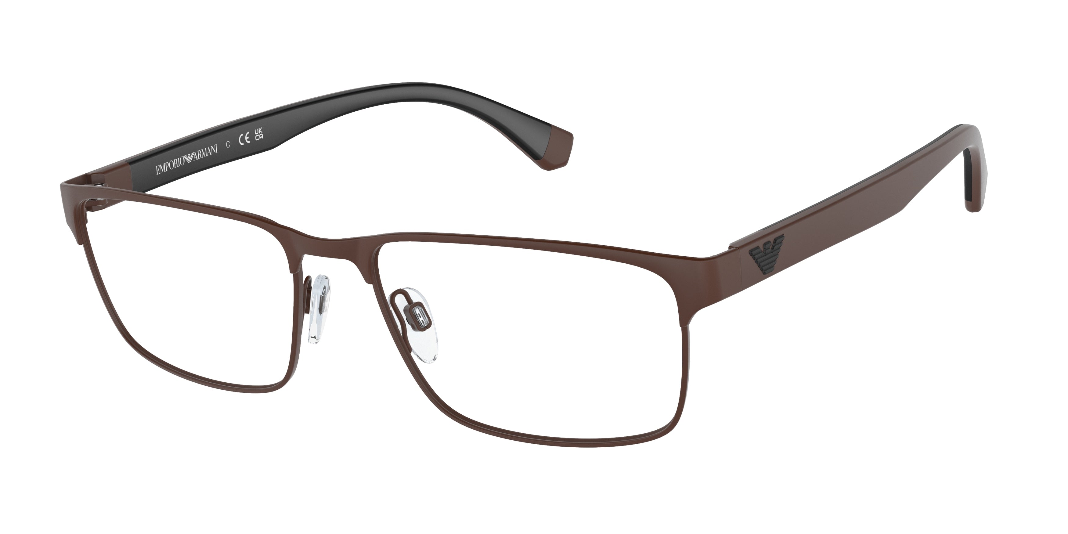 Emporio Armani EA1105 Rectangle Eyeglasses 3020-Matte Brown 56-145-17 - Color Map Brown