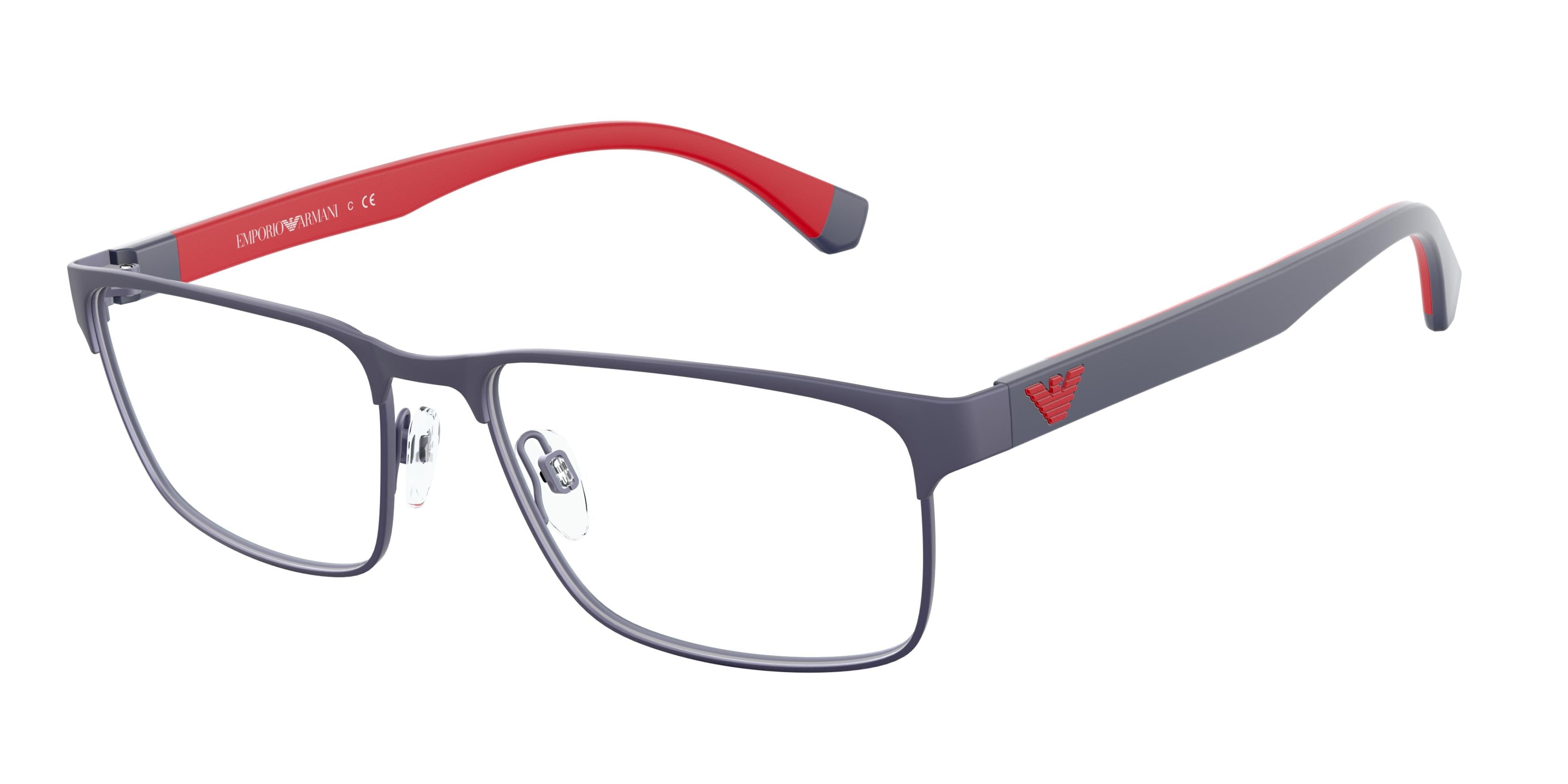 Emporio Armani EA1105 Rectangle Eyeglasses 3092-Matte Blue 56-145-17 - Color Map Blue