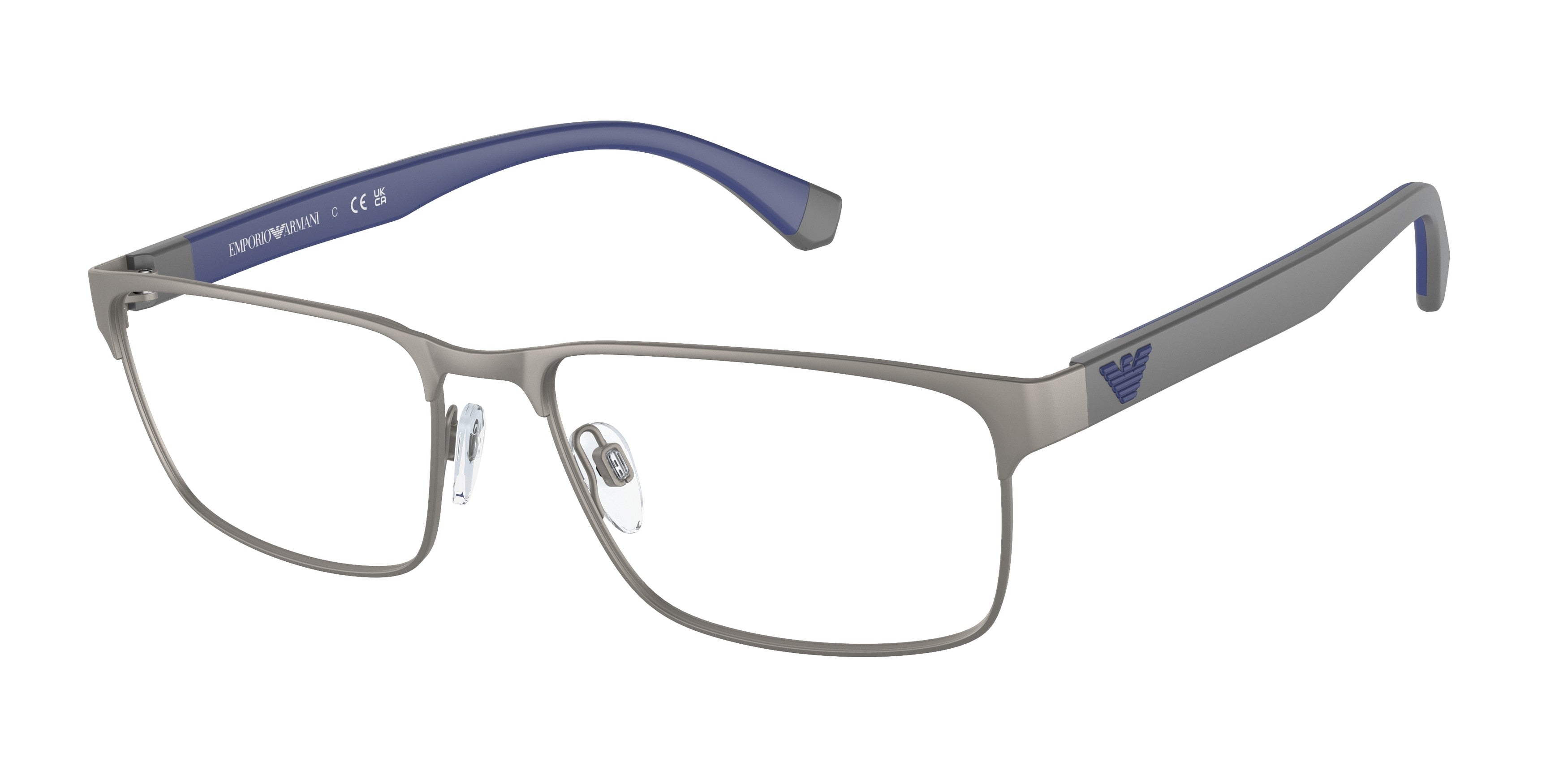 Emporio Armani EA1105 Rectangle Eyeglasses 3095-Matte Gunmetal 54-145-17 - Color Map Grey