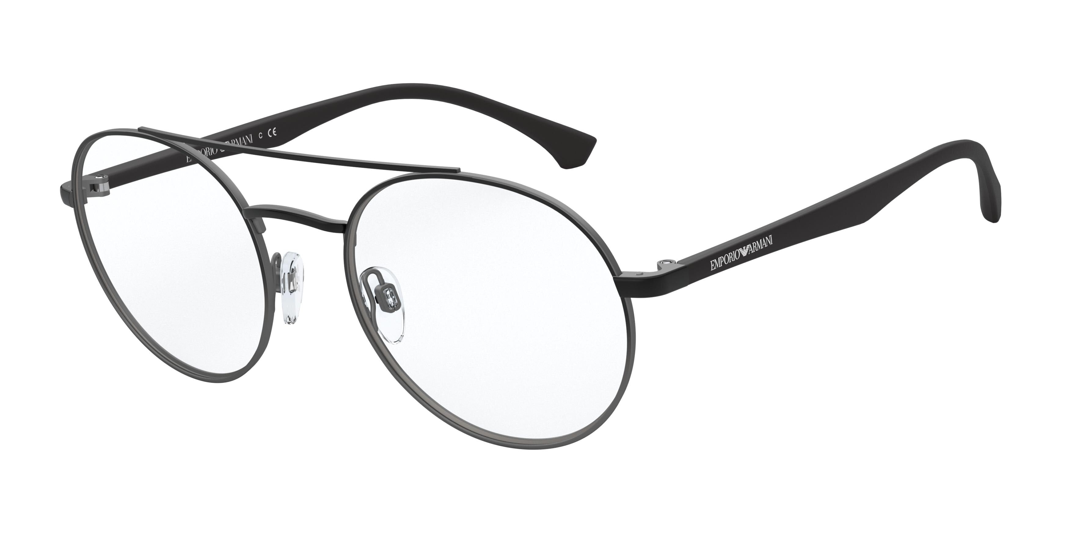 Emporio Armani EA1107 Round Eyeglasses  3316-Matte Black & Gunmetal 53-145-20 - Color Map Black