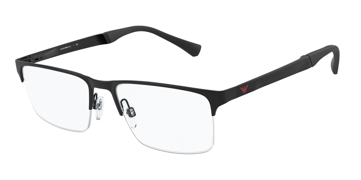 Emporio Armani EA1110D Rectangle Eyeglasses 3175-Rubber Black 55-145-18 - Color Map Black
