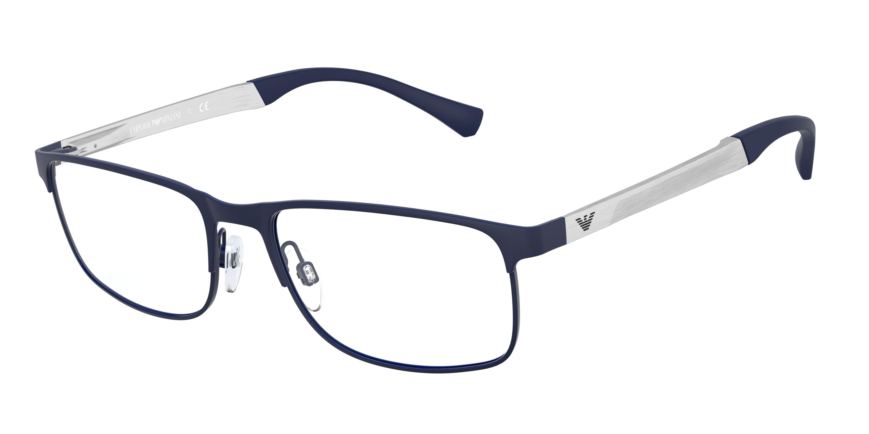 Emporio Armani EA1112 Rectangle Eyeglasses 3131-Rubber Blue 54-145-18 - Color Map Blue