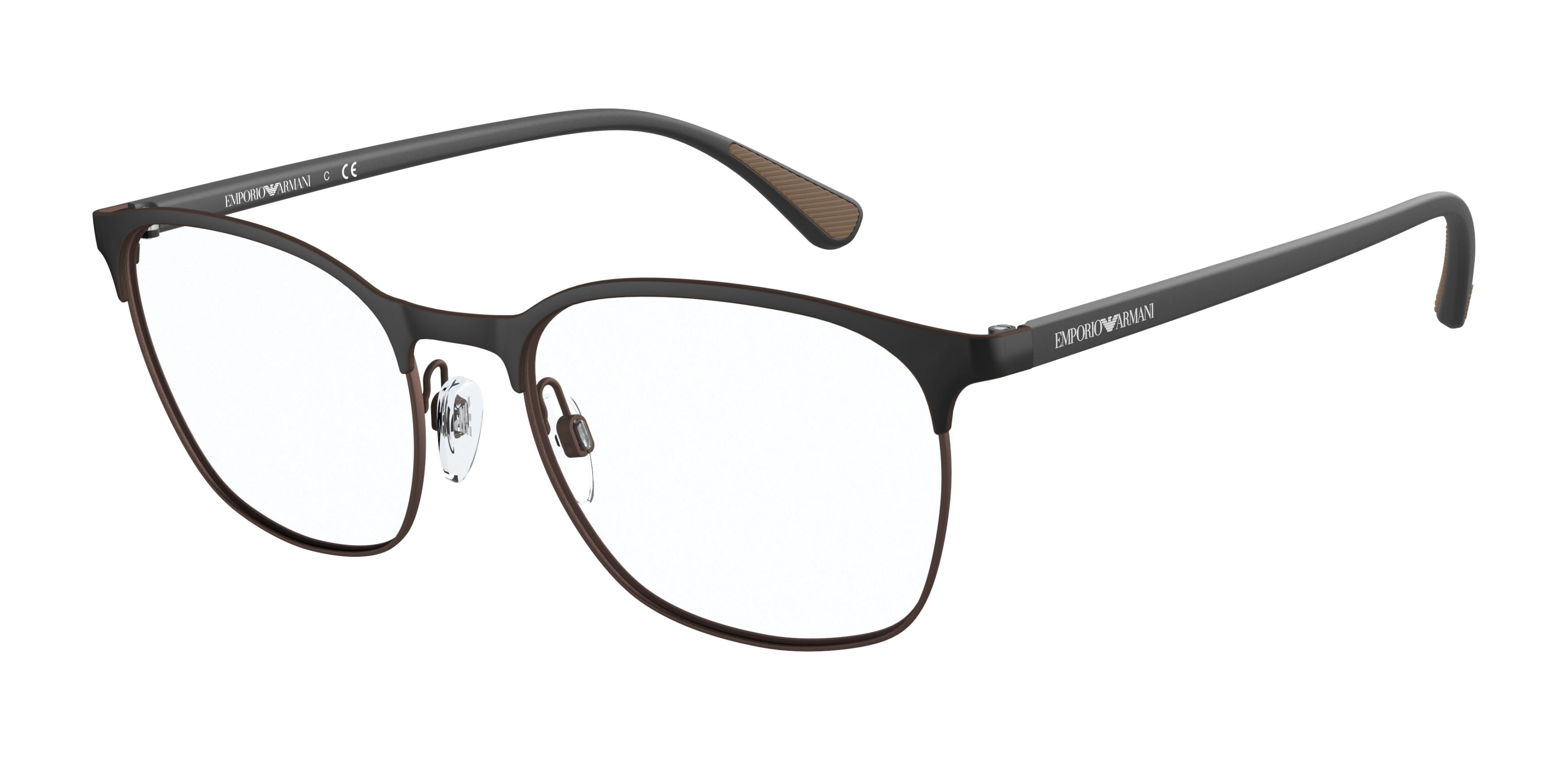Emporio Armani EA1114 Oval Eyeglasses 3120-Matte Black & Brown 52-145-19 - Color Map Black