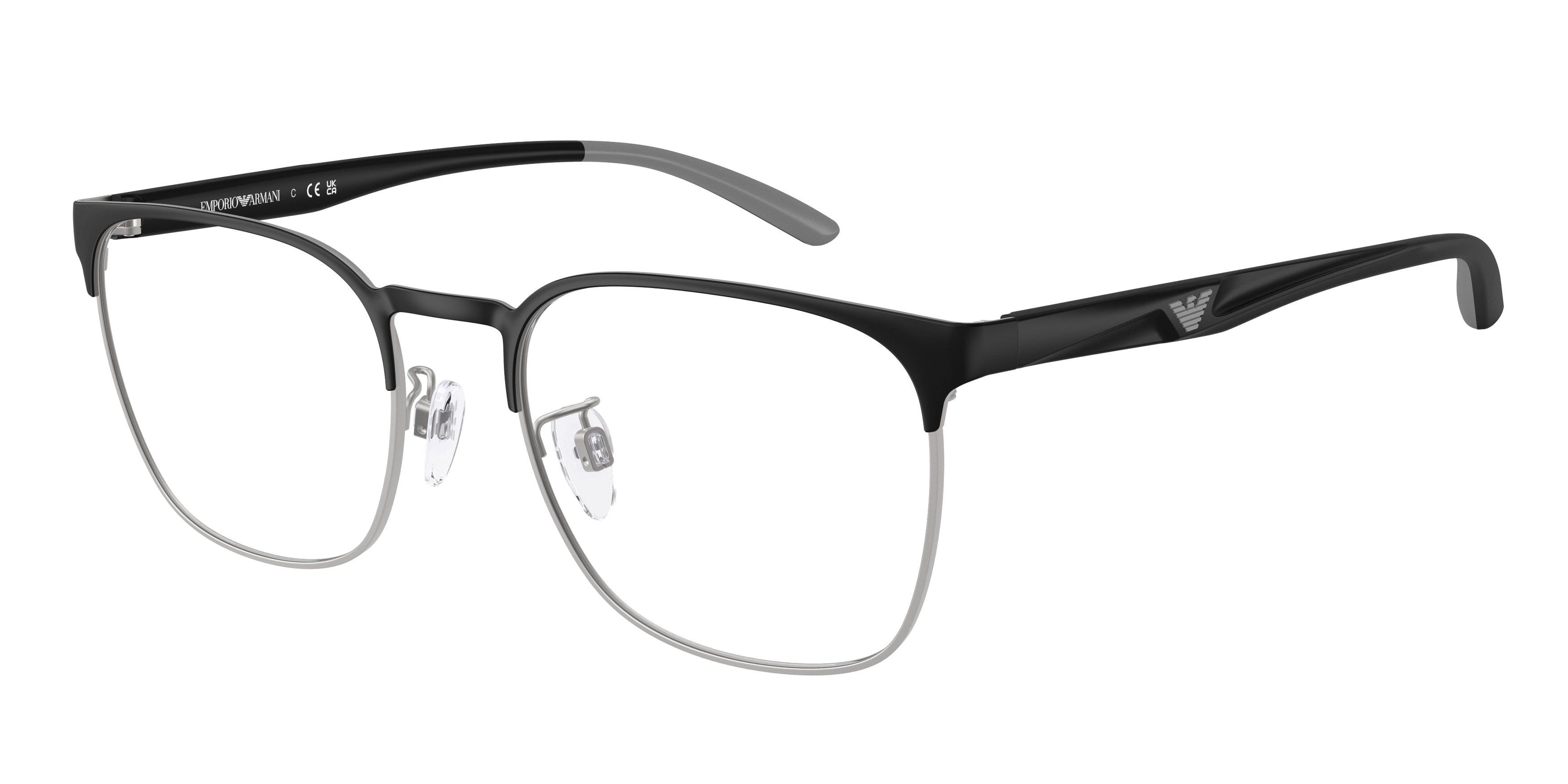 Emporio Armani EA1135D Pillow Eyeglasses 3051-Matte Black/Matte Silver 55-145-20 - Color Map Black