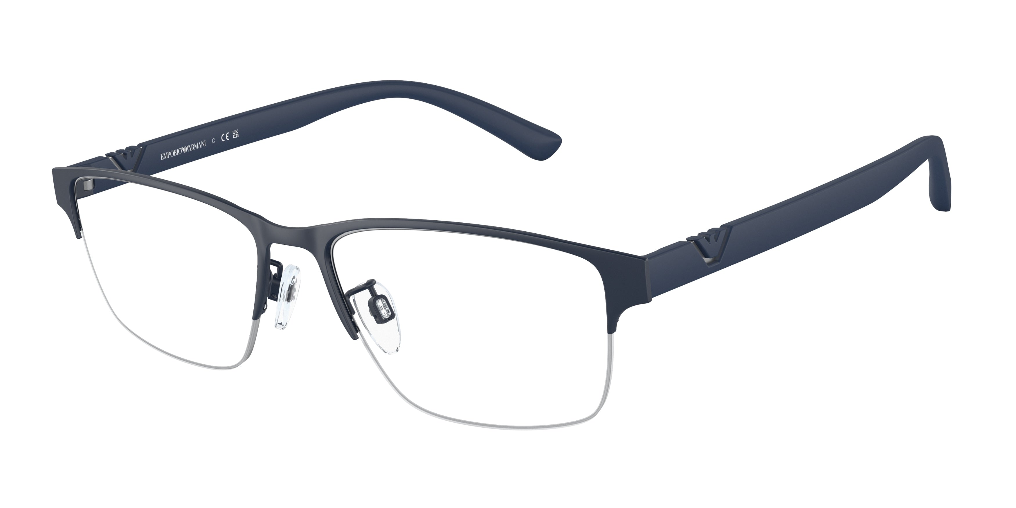 Emporio Armani EA1138 Pillow Eyeglasses 3018-Matte Blue 56-145-17 - Color Map Blue