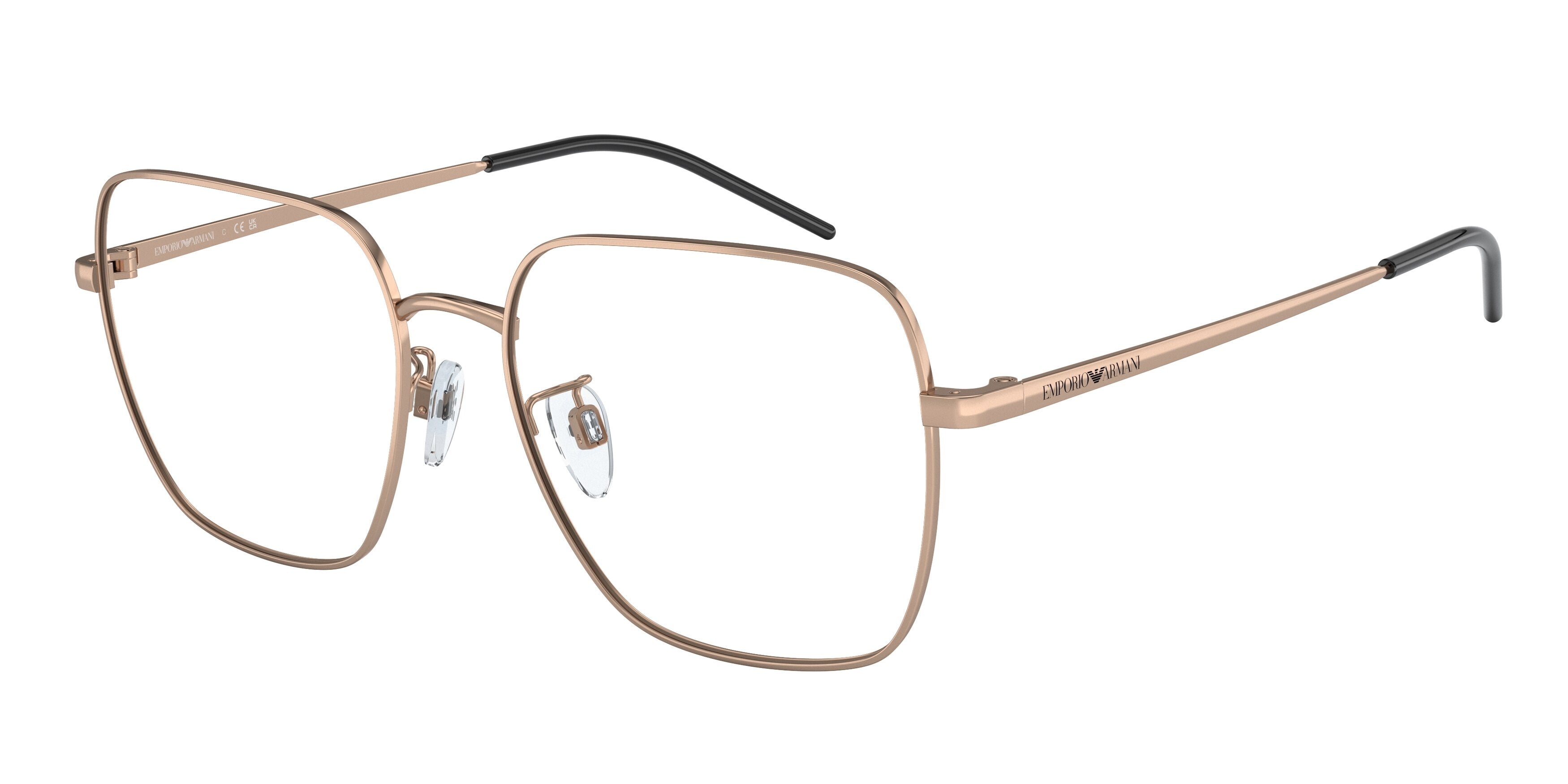 Emporio Armani EA1140D Rectangle Eyeglasses 3011-Shiny Rose Gold 56-145-17 - Color Map Gold