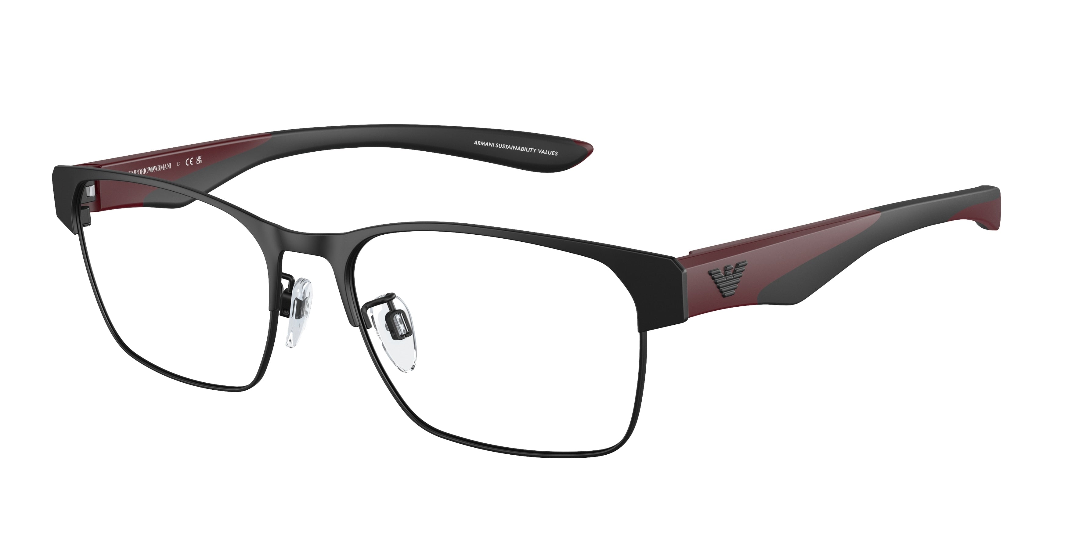 Emporio Armani EA1141 Rectangle Eyeglasses 3001-Matte Black 56-145-18 - Color Map Black